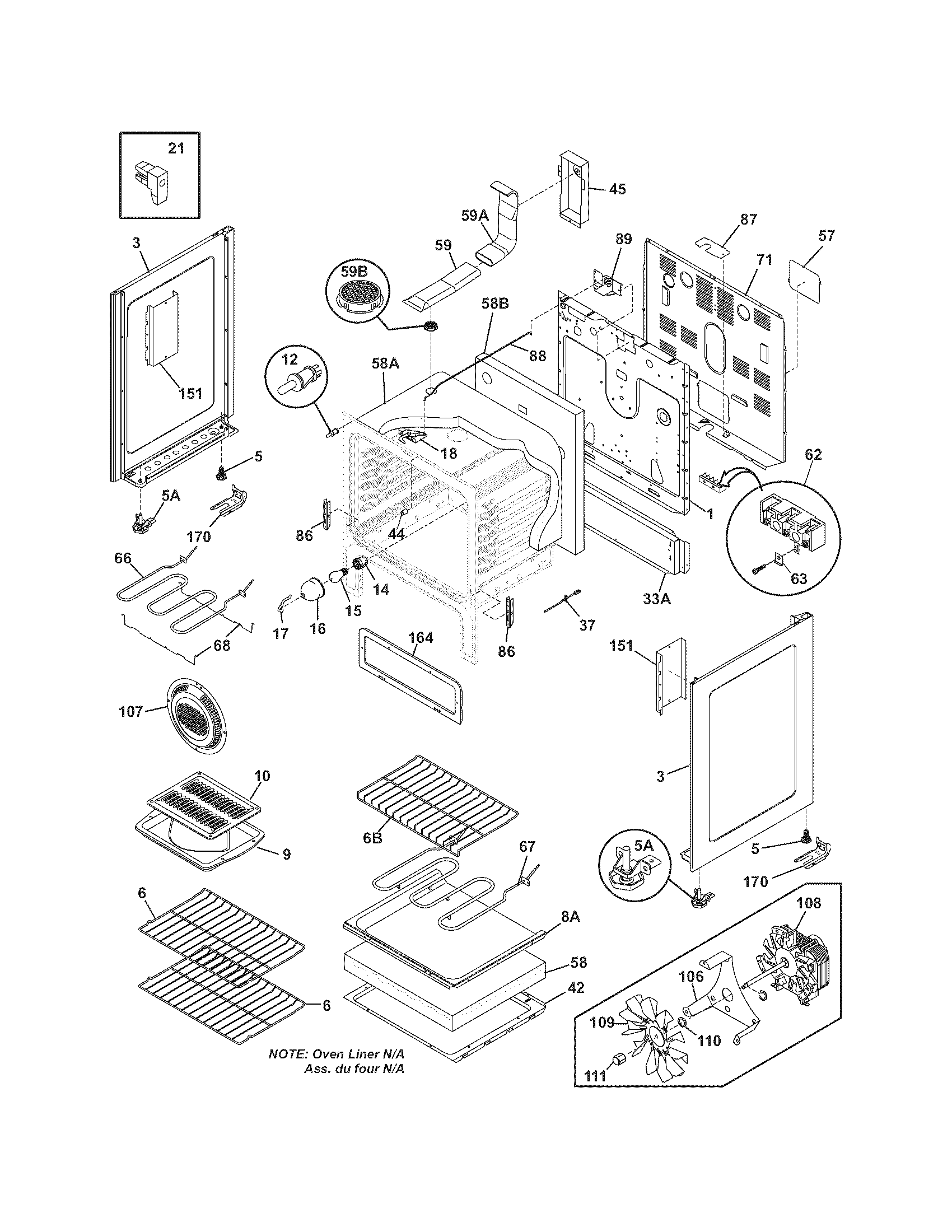 Frigidaire FEFLMC55FCC body diagram