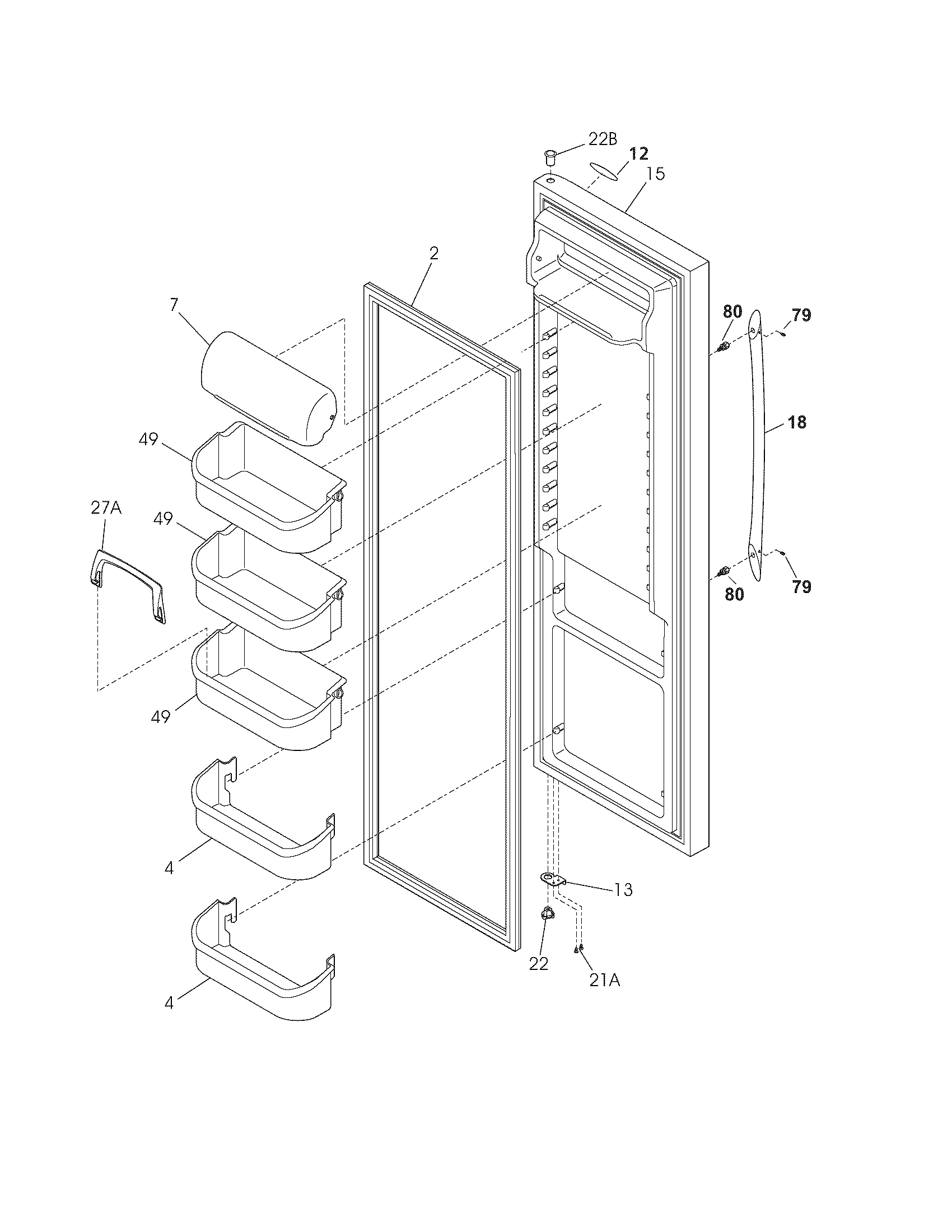 Frigidaire PLHS269ZDBF refrigerator door diagram