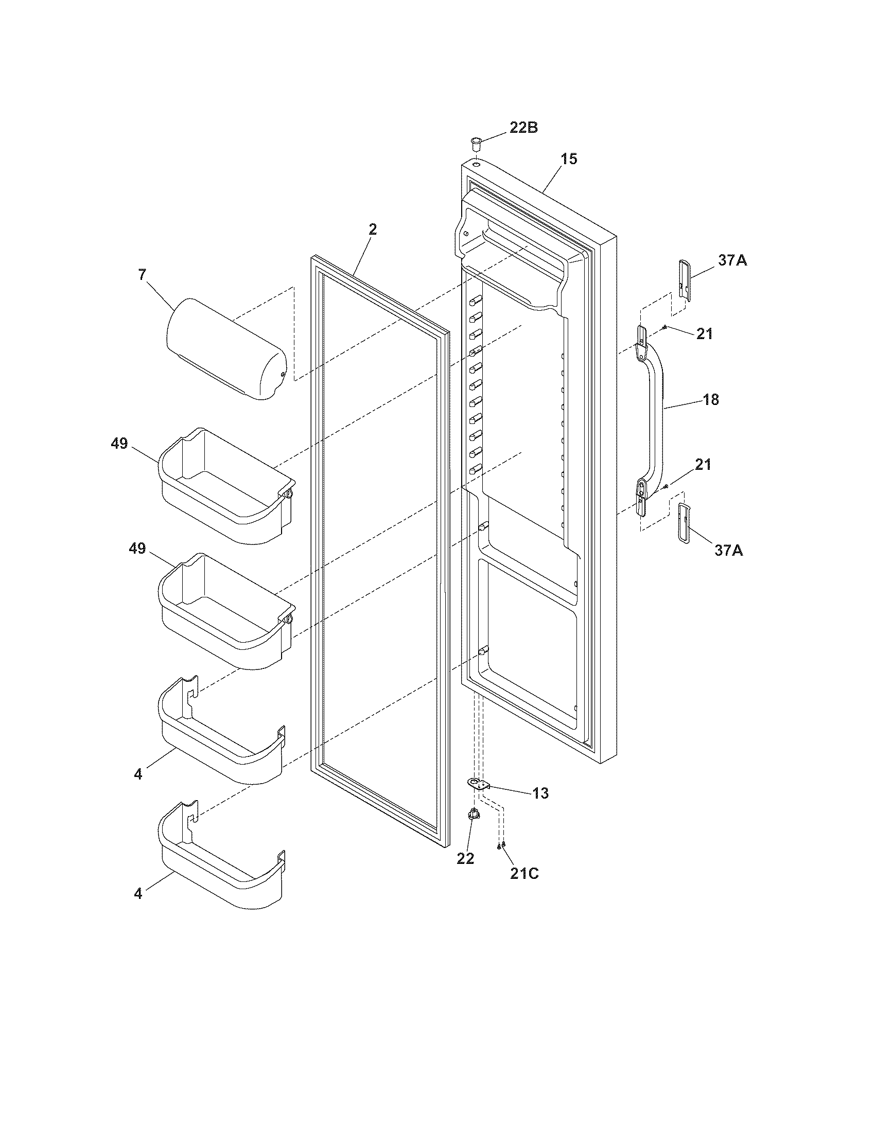 White-Westinghouse WRS6W1EW9 refrigerator door diagram