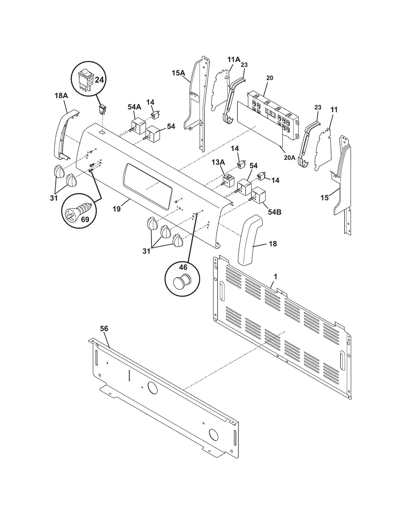 Frigidaire FEFL64DSC backguard diagram