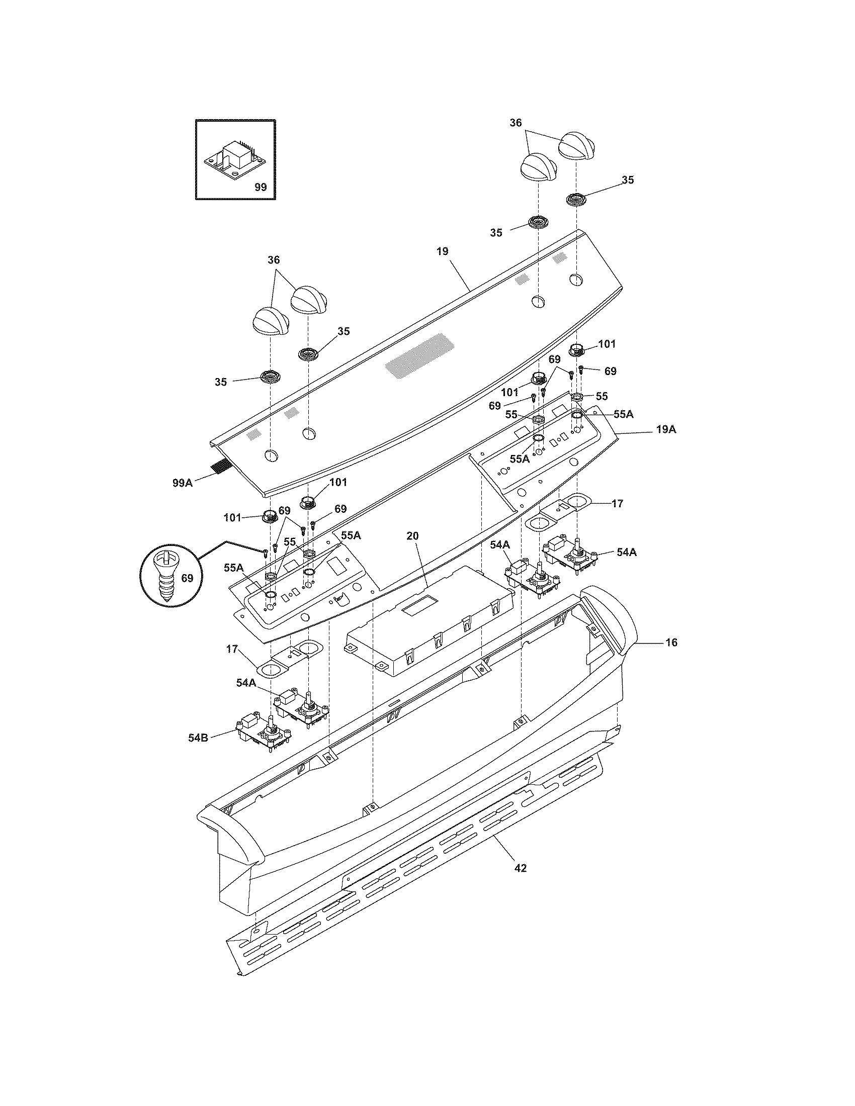 Frigidaire CGLES389FB2 backguard diagram