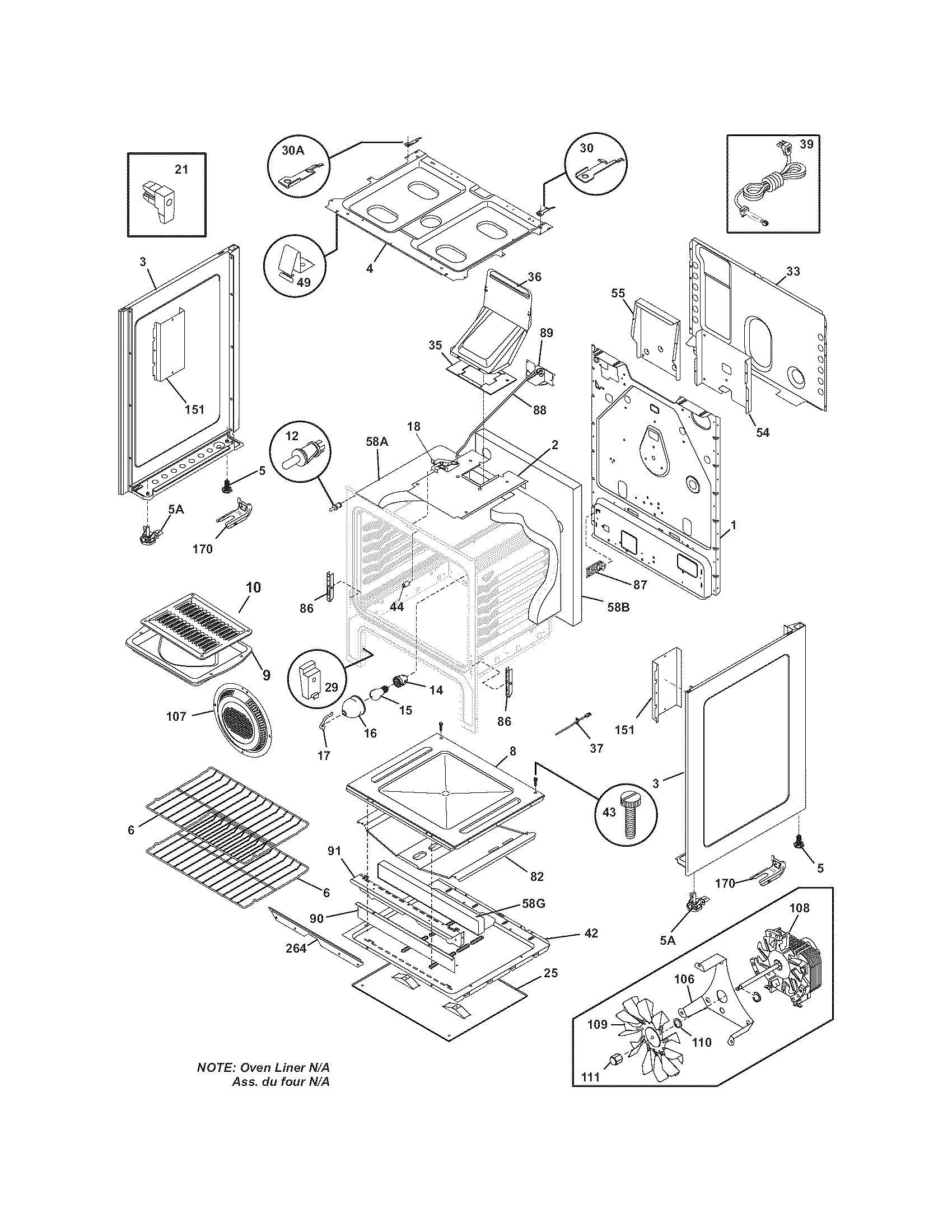 Frigidaire GLGF376DBG body diagram