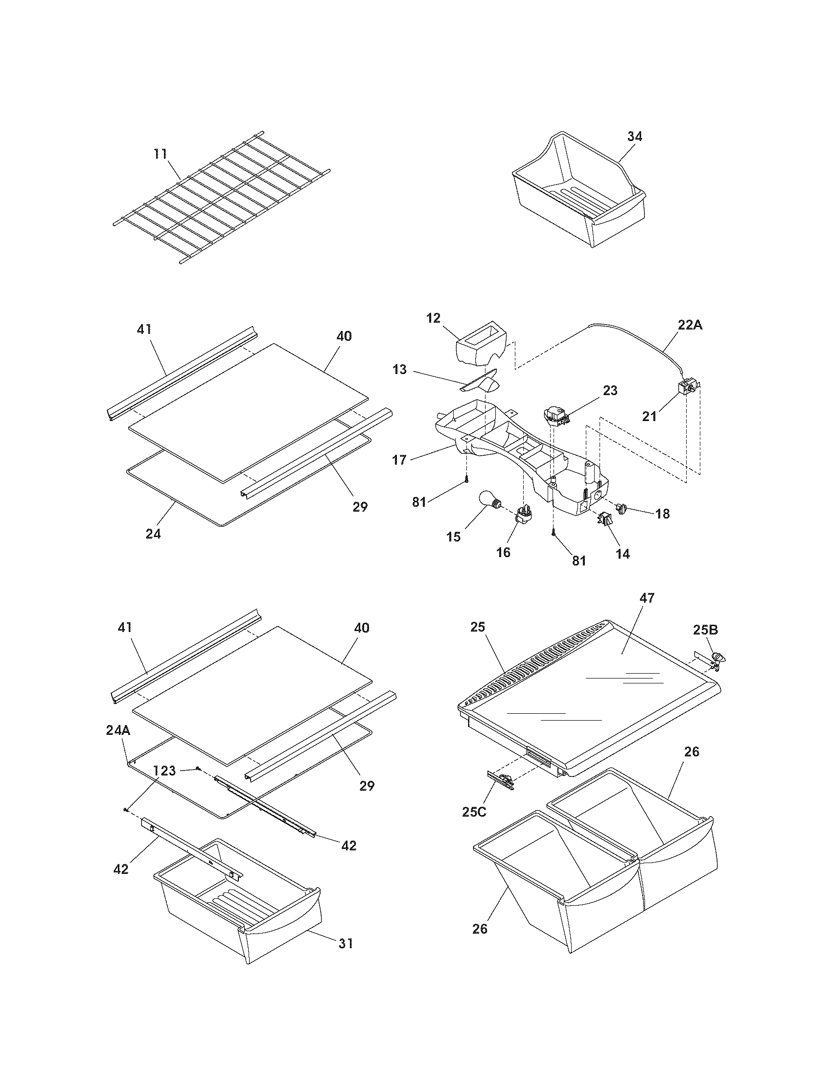 Kenmore 2537419940D shelves diagram