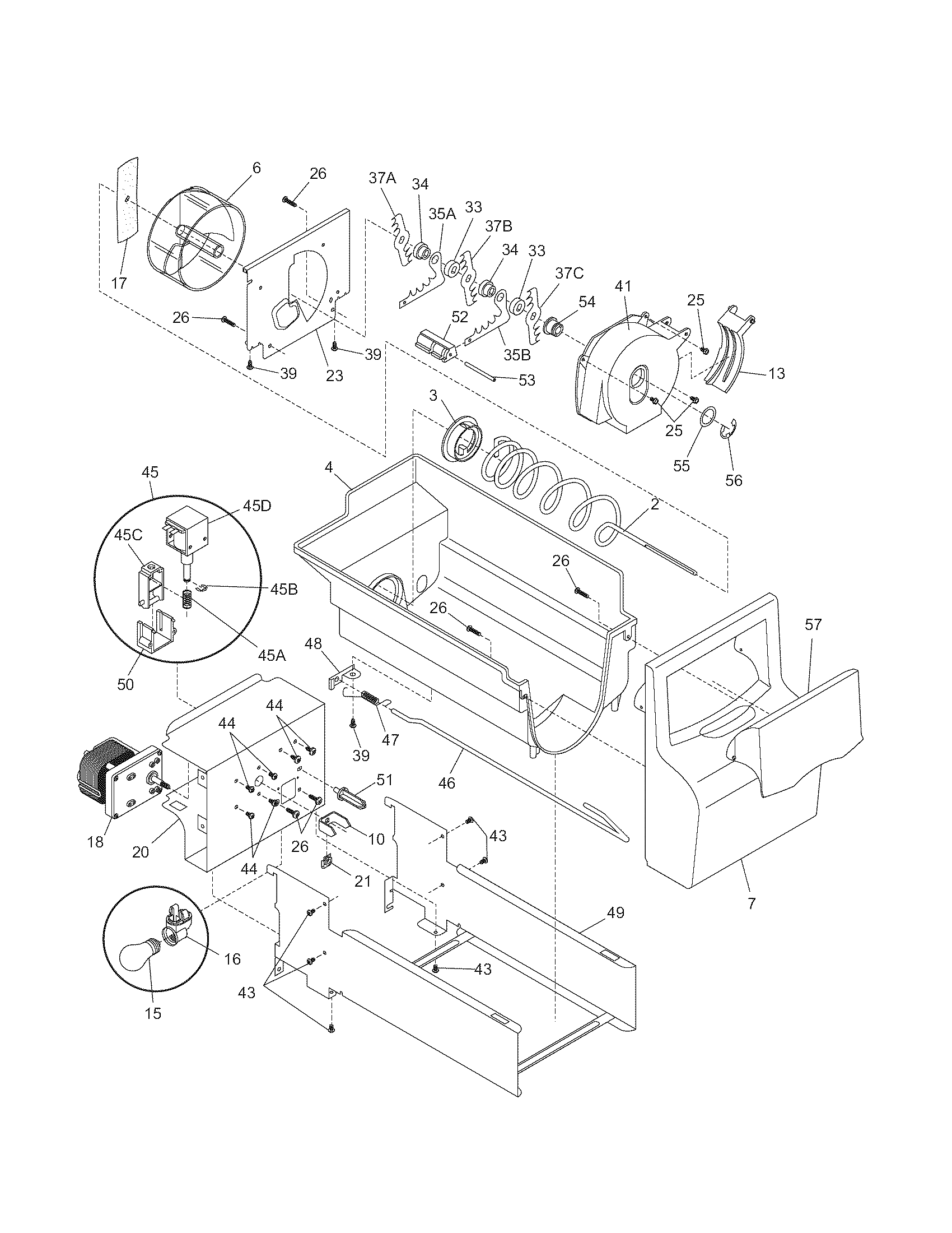 Kenmore 25356943602 ice container diagram