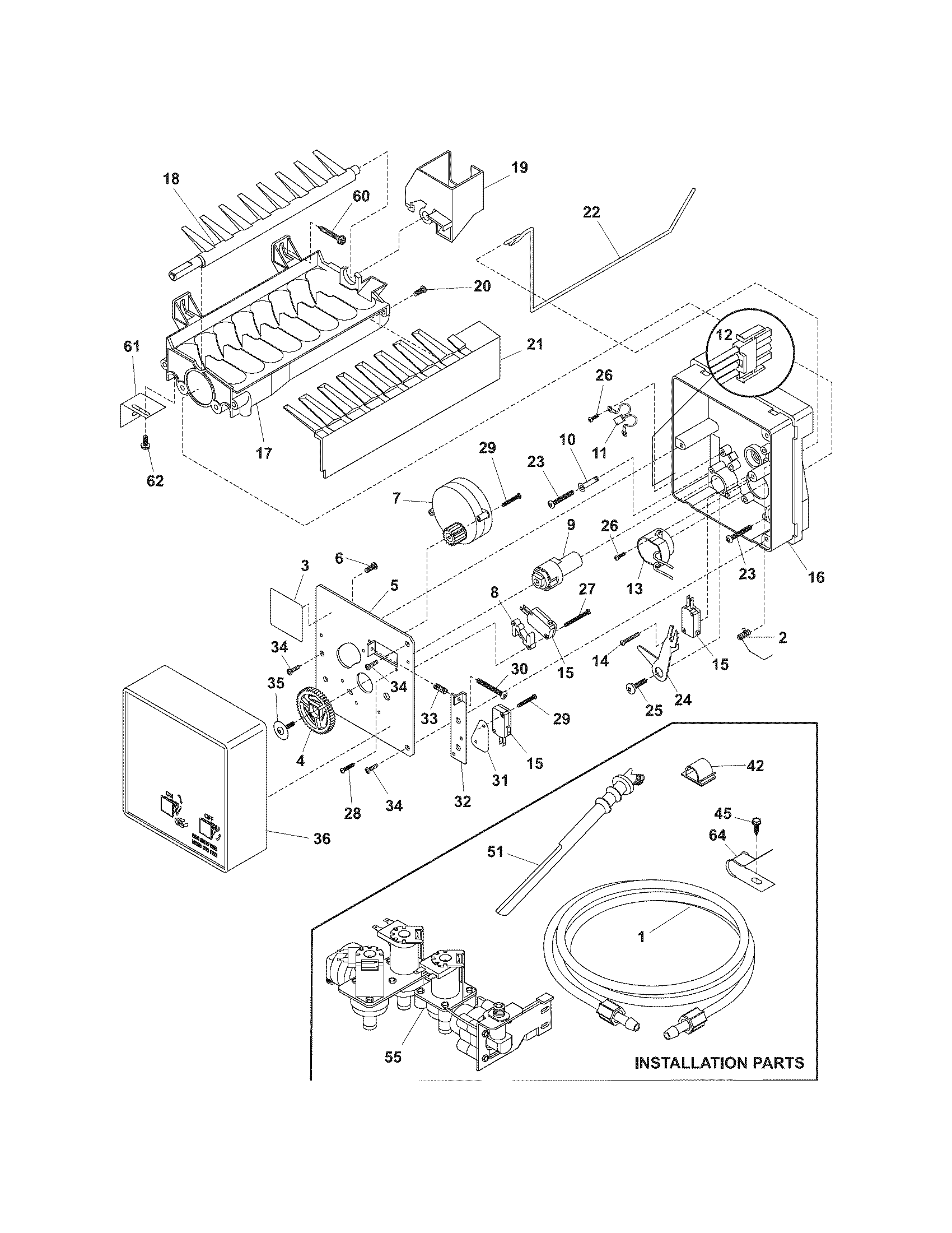 Kenmore 25356943602 ice maker diagram