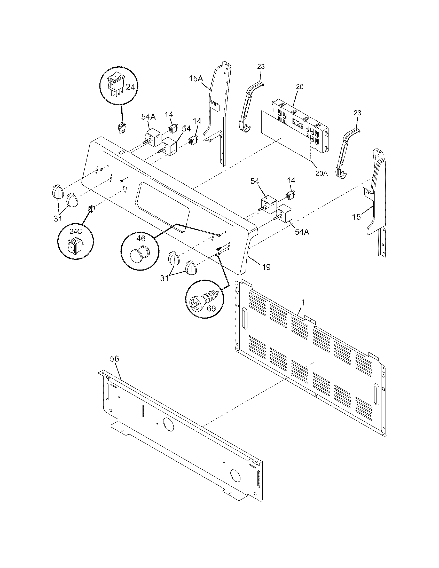 Frigidaire FEF375FSC backguard diagram