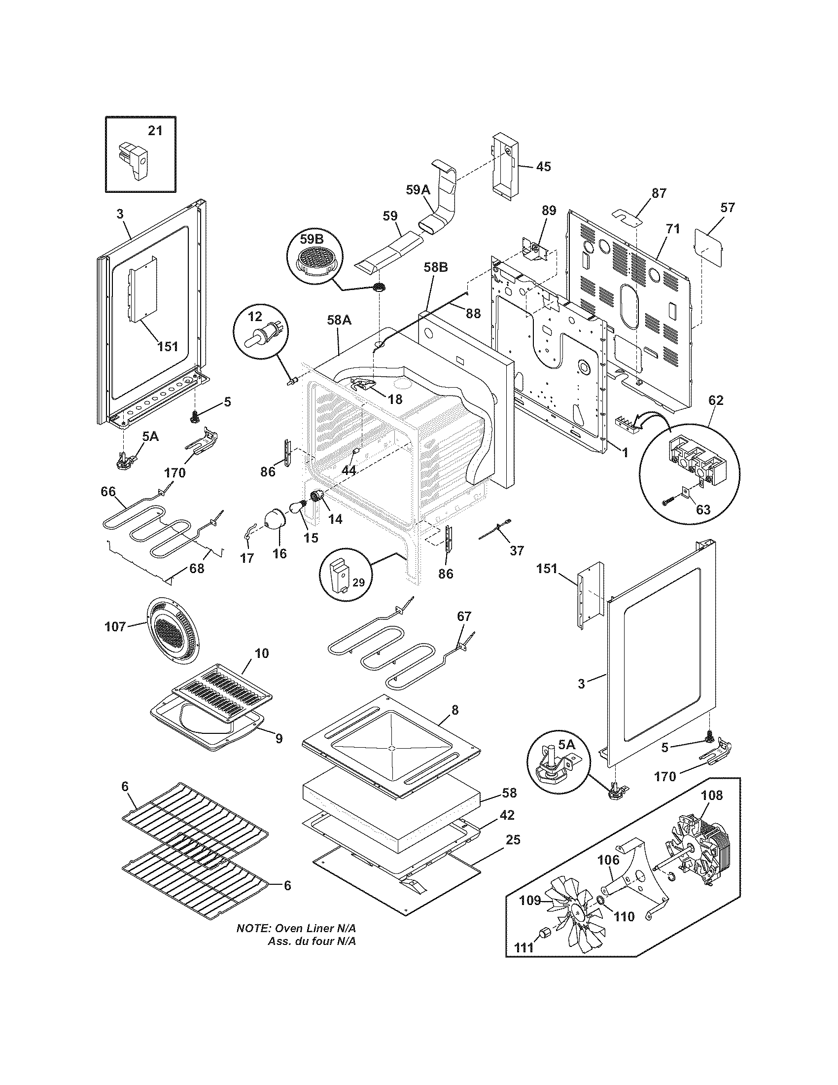 Frigidaire FEF375FSC body diagram