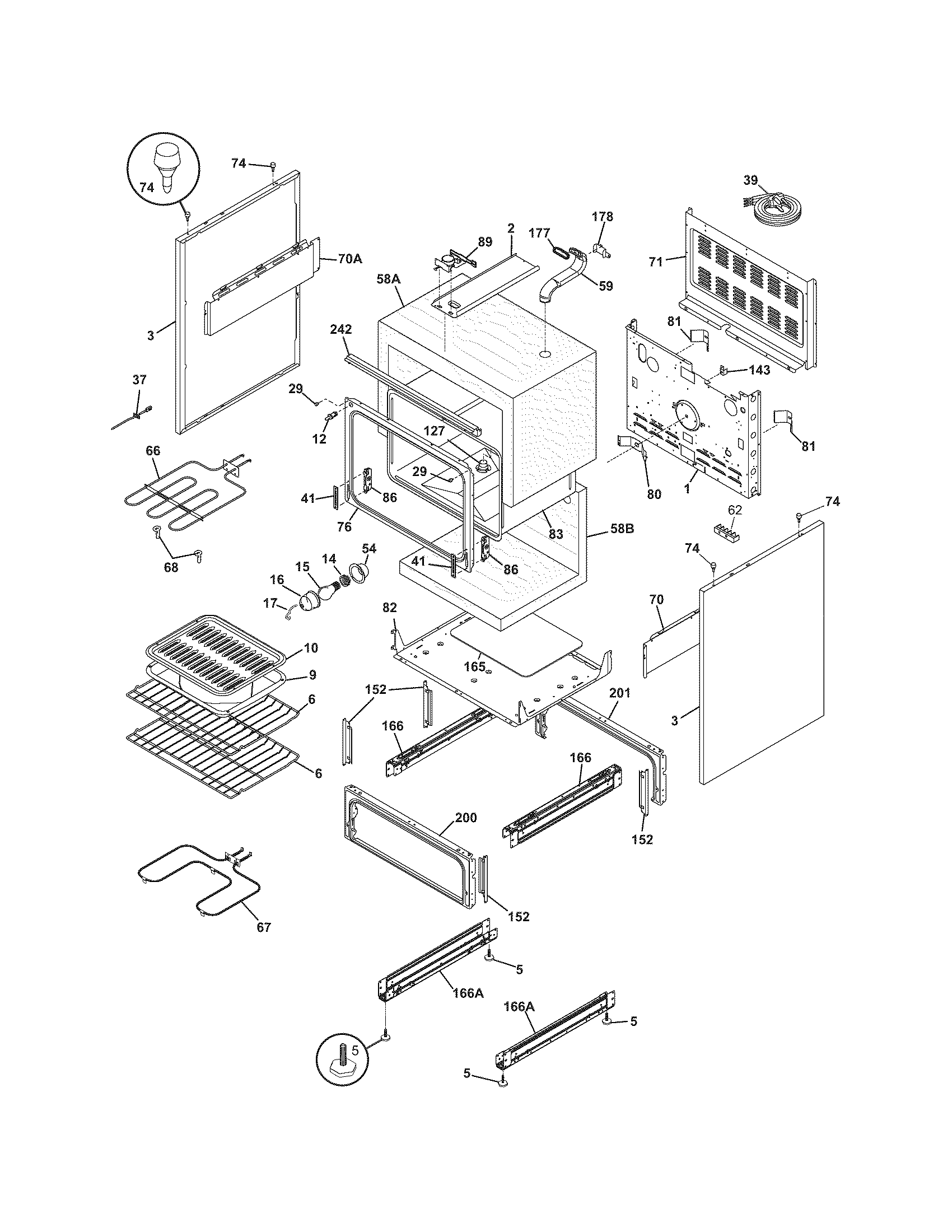 Frigidaire CFEF370GS1 body diagram