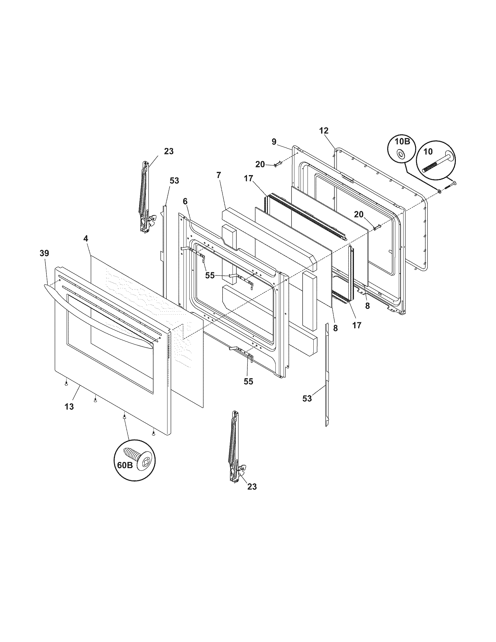 Frigidaire PLEFZ398ECE door diagram