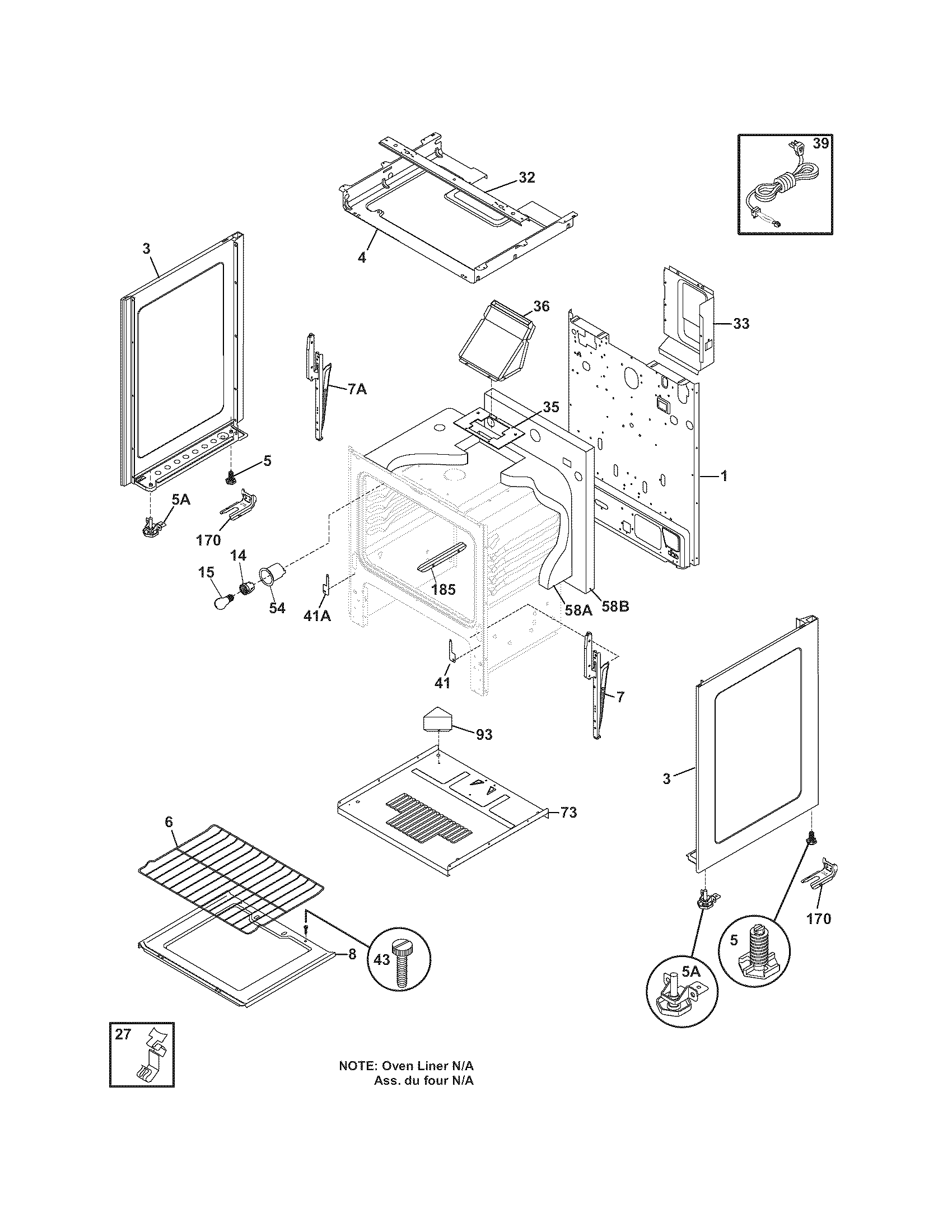 Frigidaire CFGF316DSE body diagram