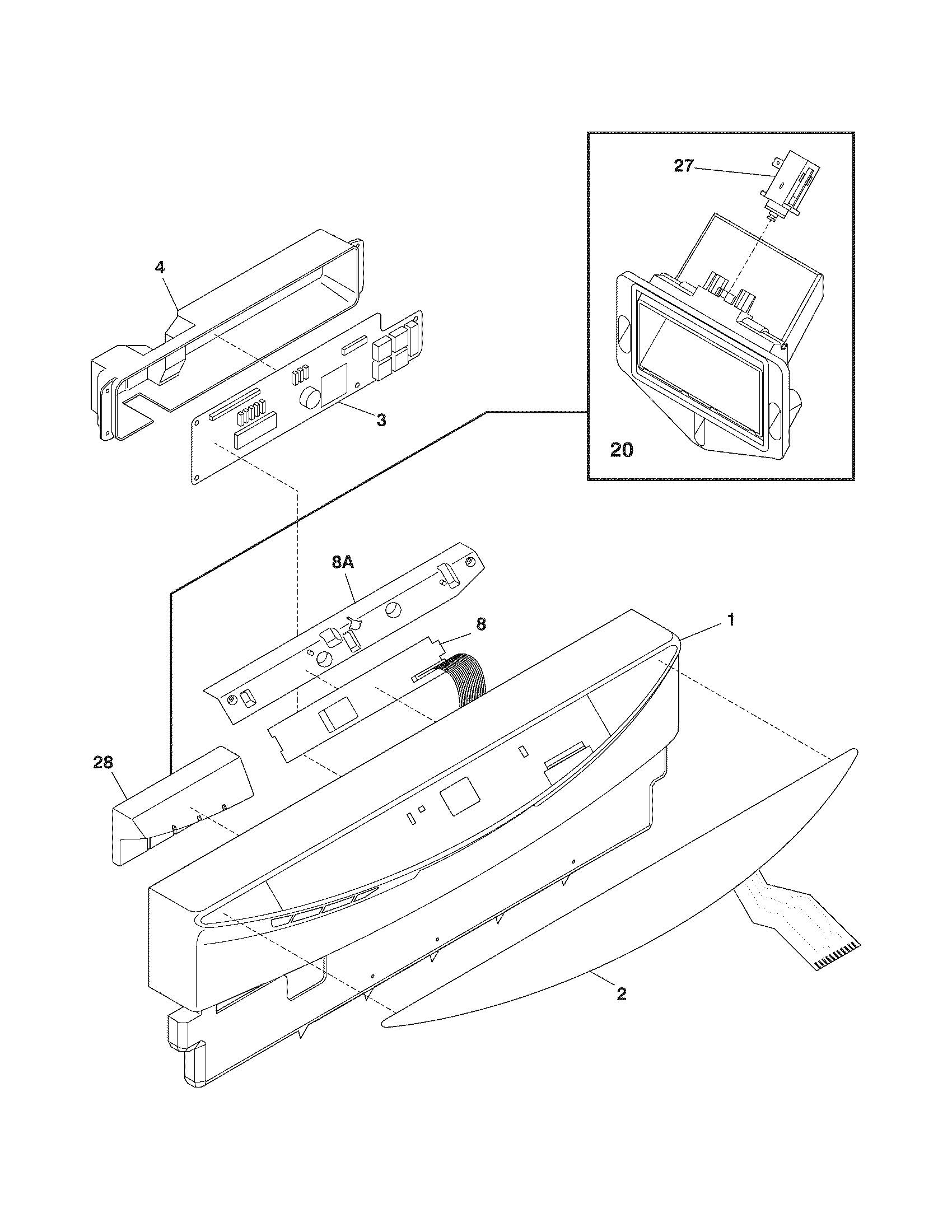 Frigidaire GLD2875FPW1 control panel diagram