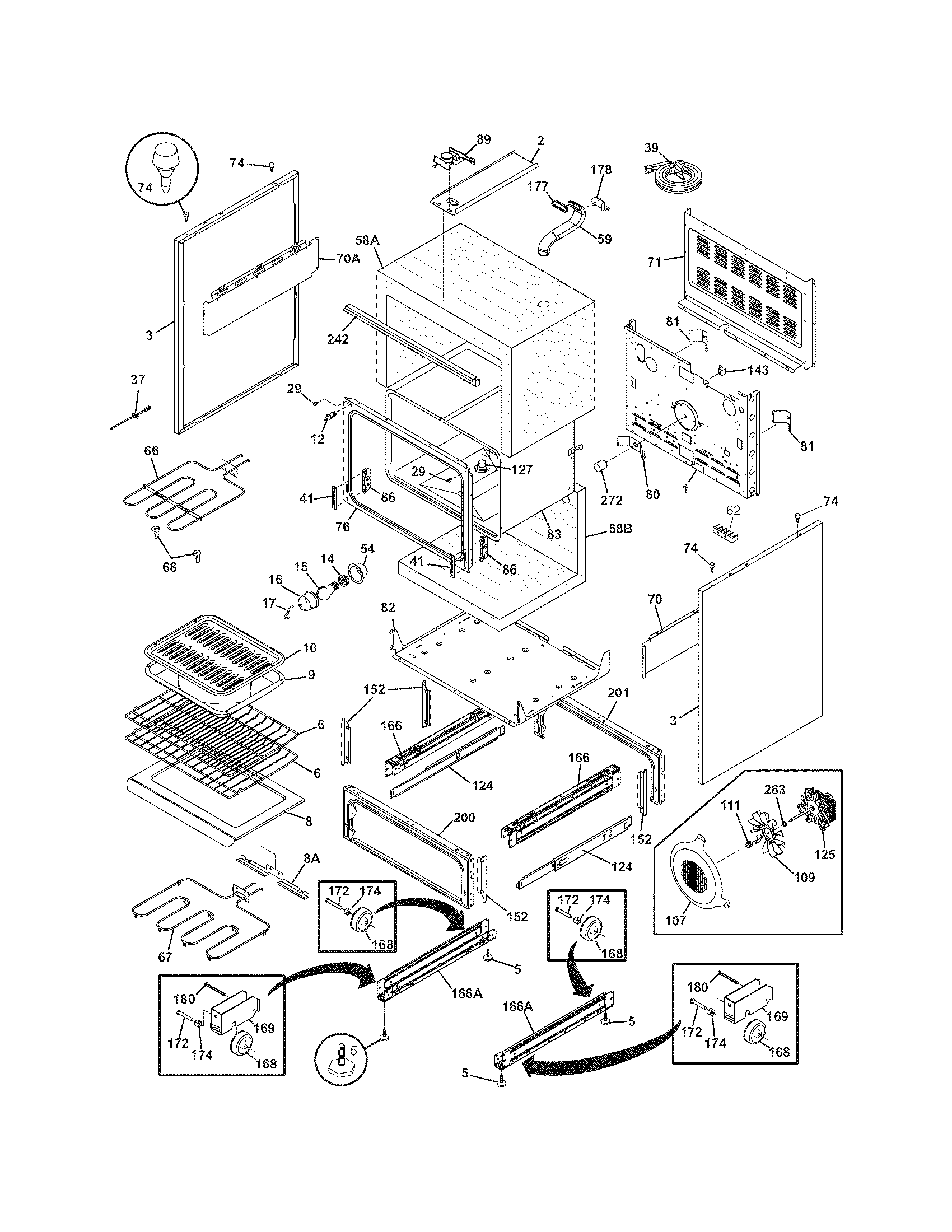 Frigidaire PGLEF375GC1 body diagram
