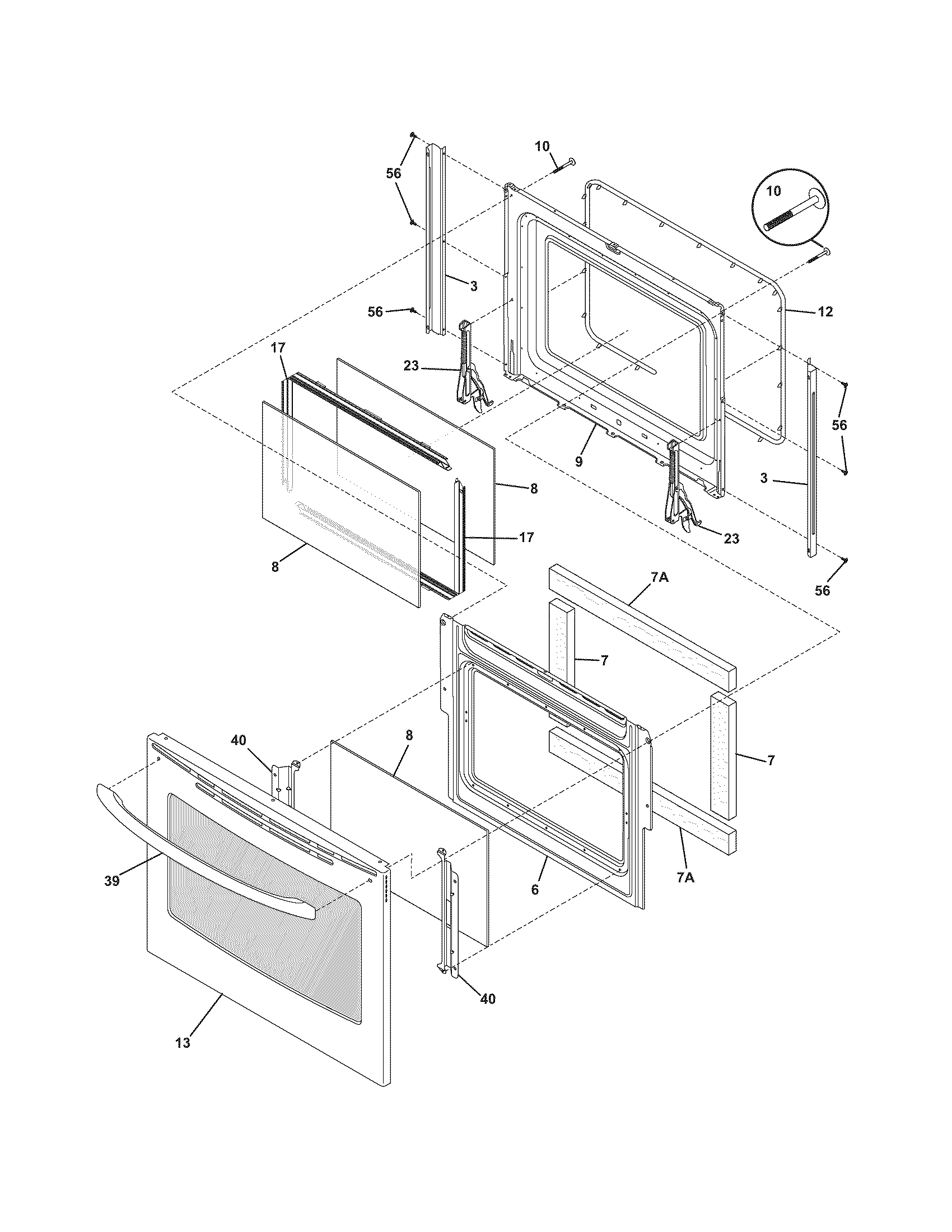 Frigidaire PGLEF375GC1 door diagram