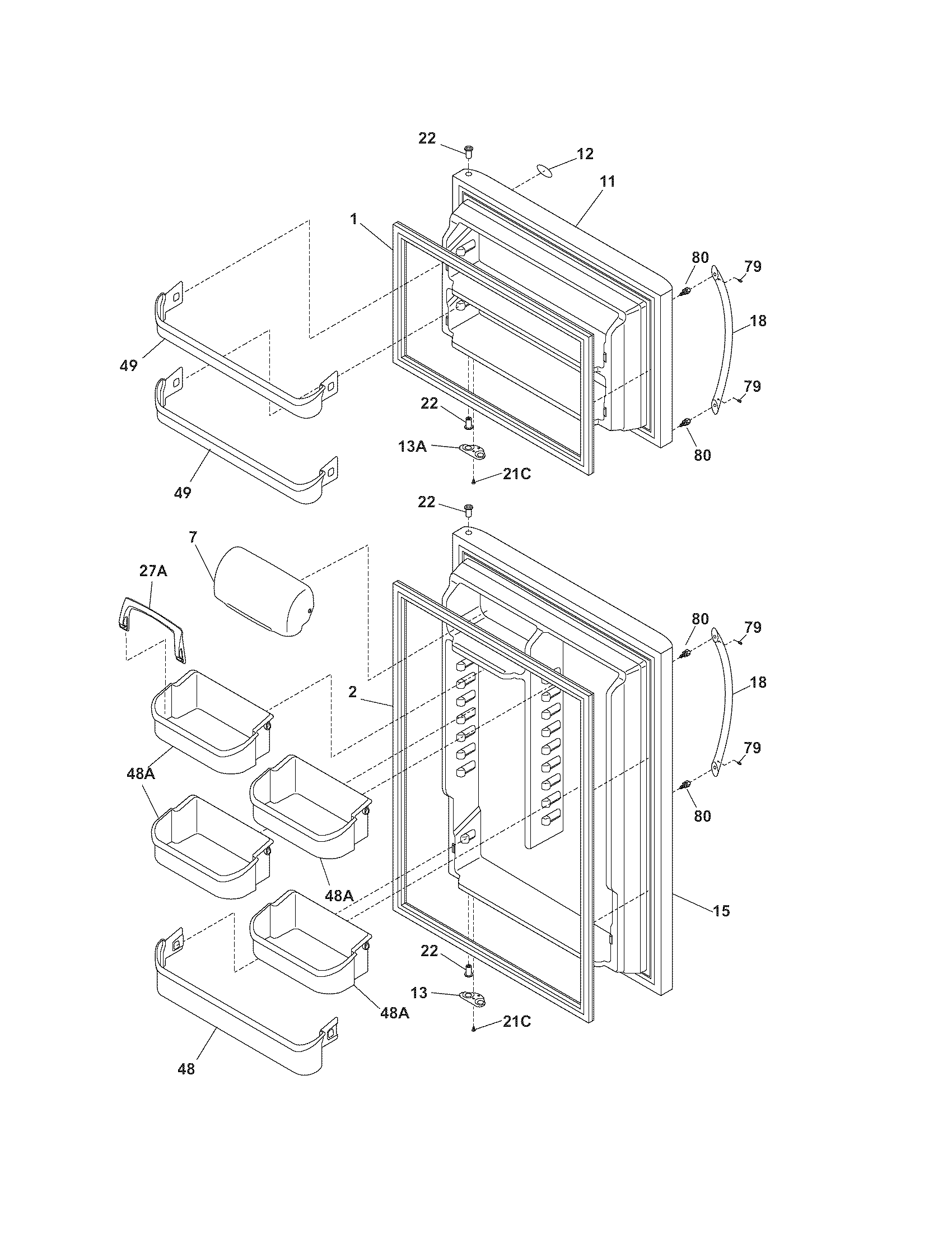 Frigidaire PLHT219TCBD door diagram