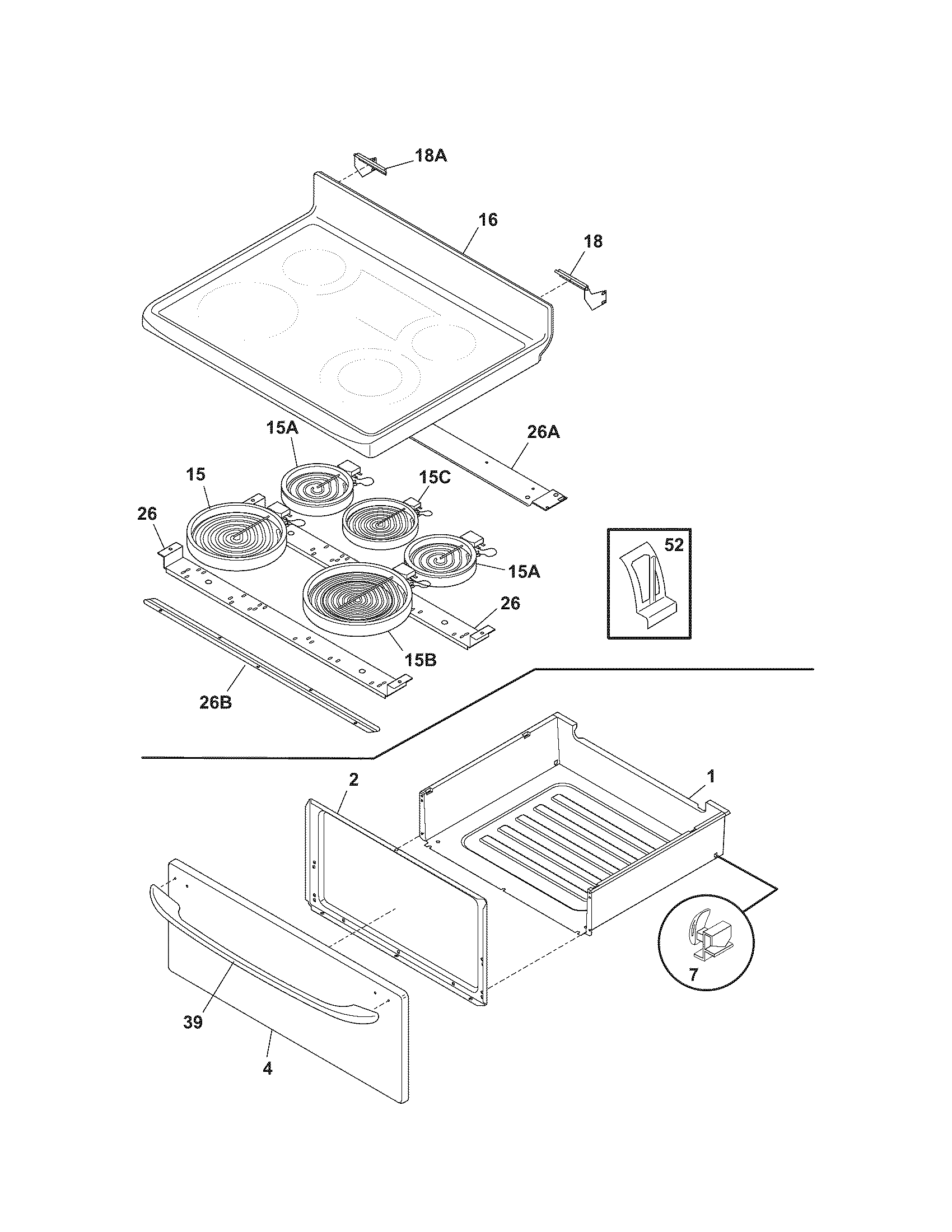 Kenmore 79095683302 top/drawer diagram