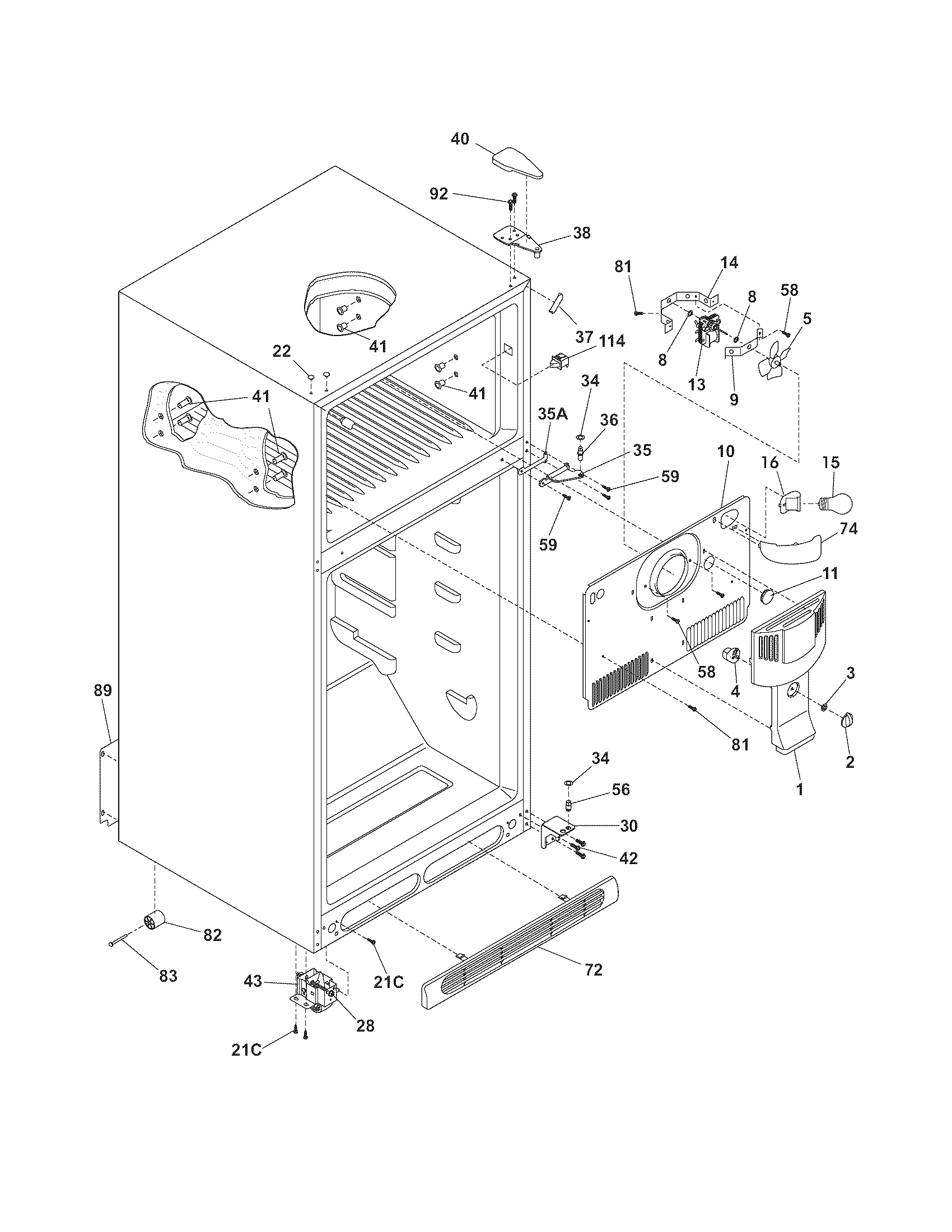Frigidaire GLRT212IDWC cabinet diagram