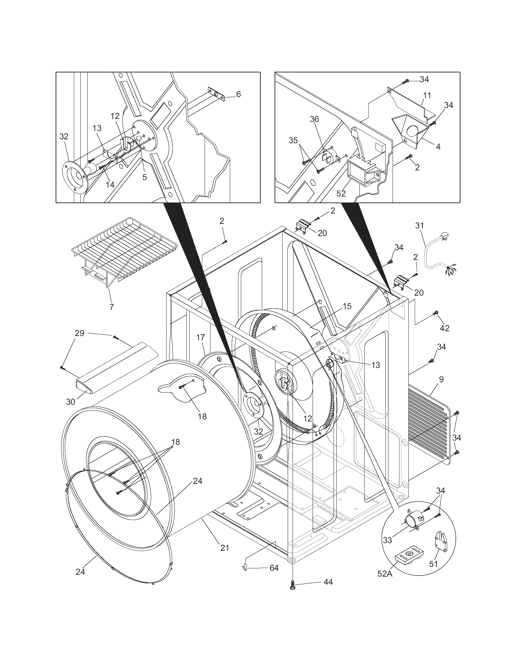 Frigidaire GCER1042FS0 cabinet/drum diagram