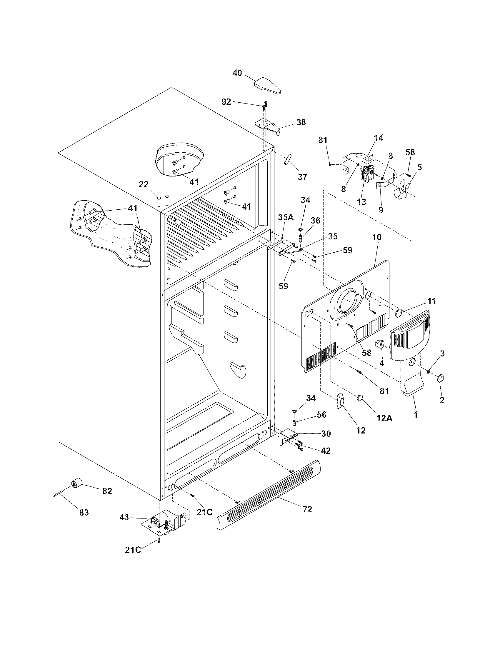 Frigidaire FRT8G7HB0 cabinet diagram