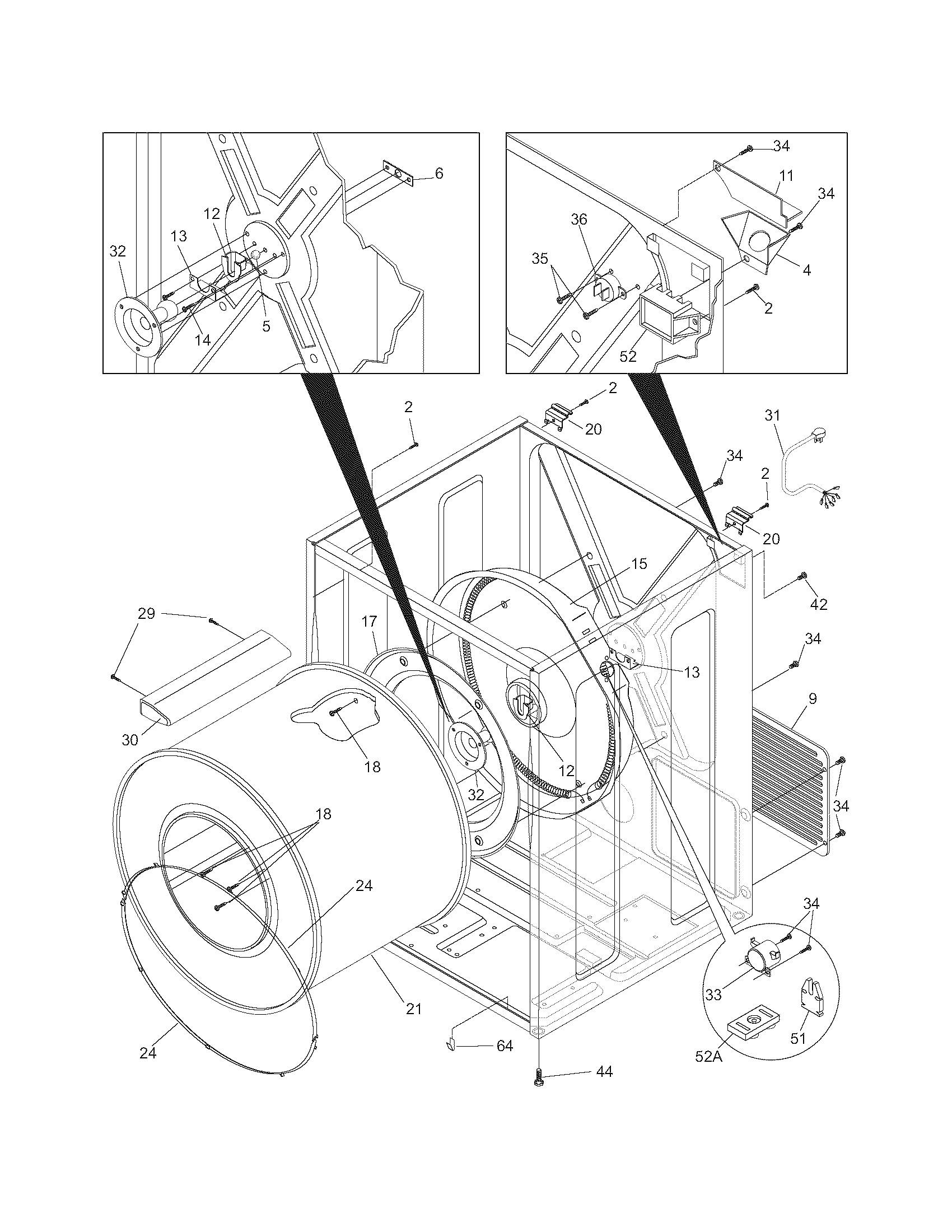 Frigidaire FER311CFS0 cabinet/drum diagram