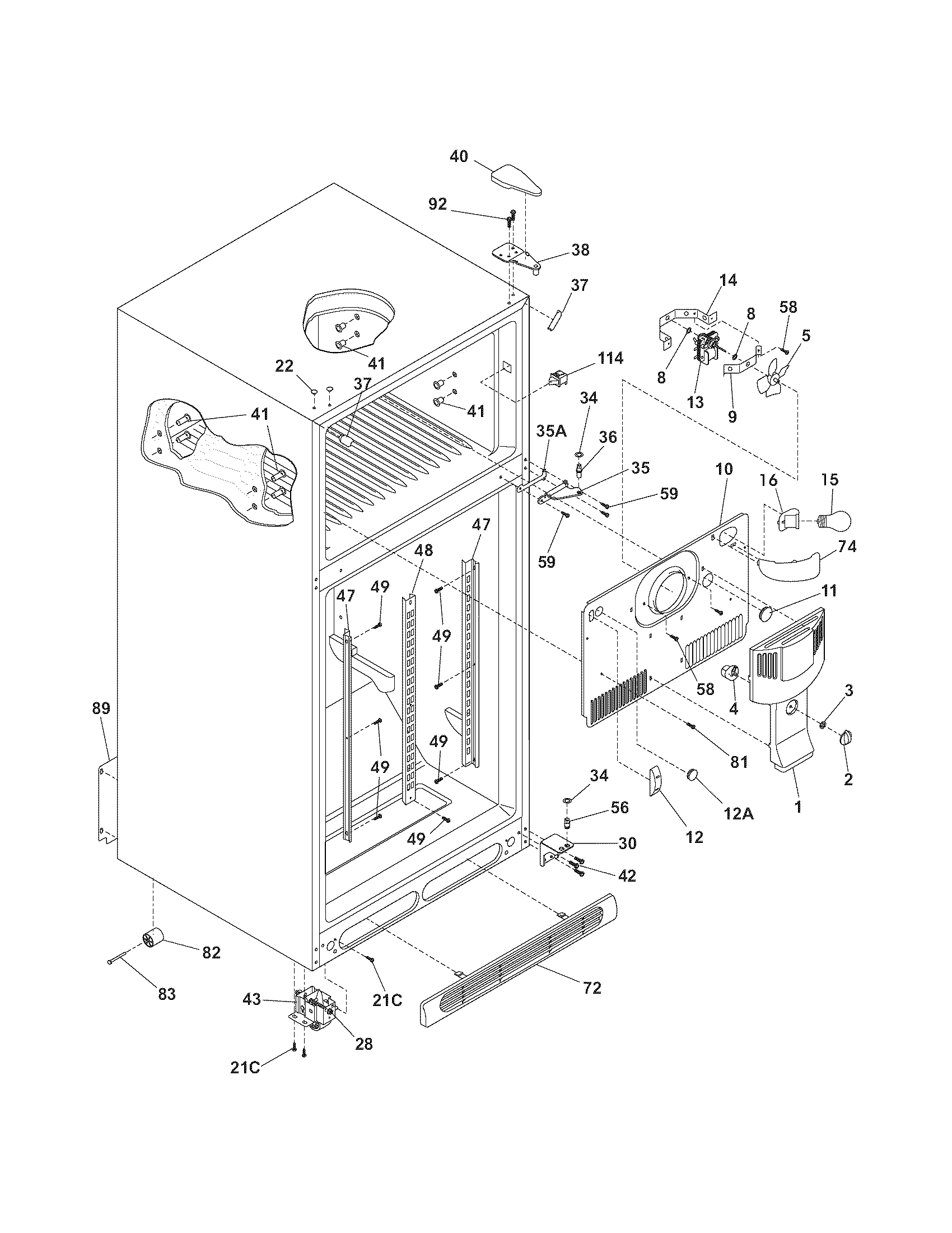 Kenmore 25369234701 cabinet diagram