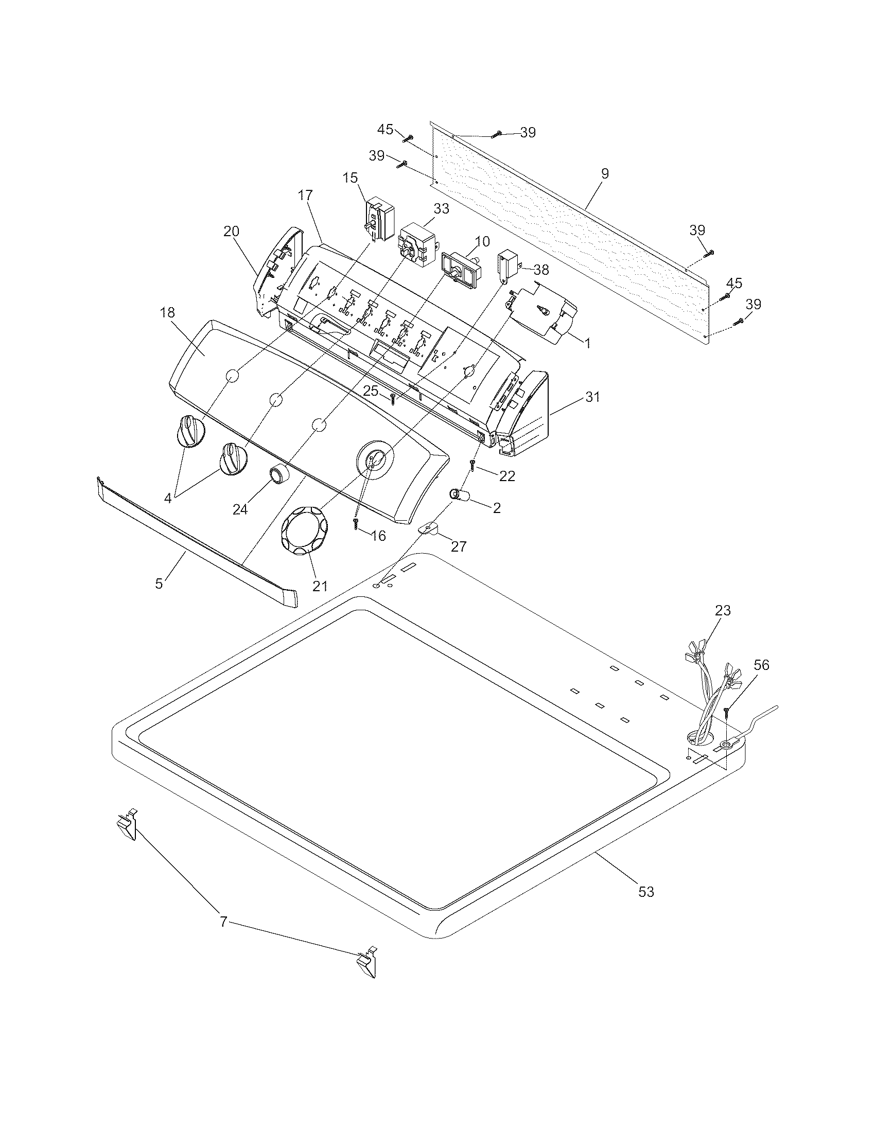 Frigidaire NMGR336FS0 controls/top panel diagram