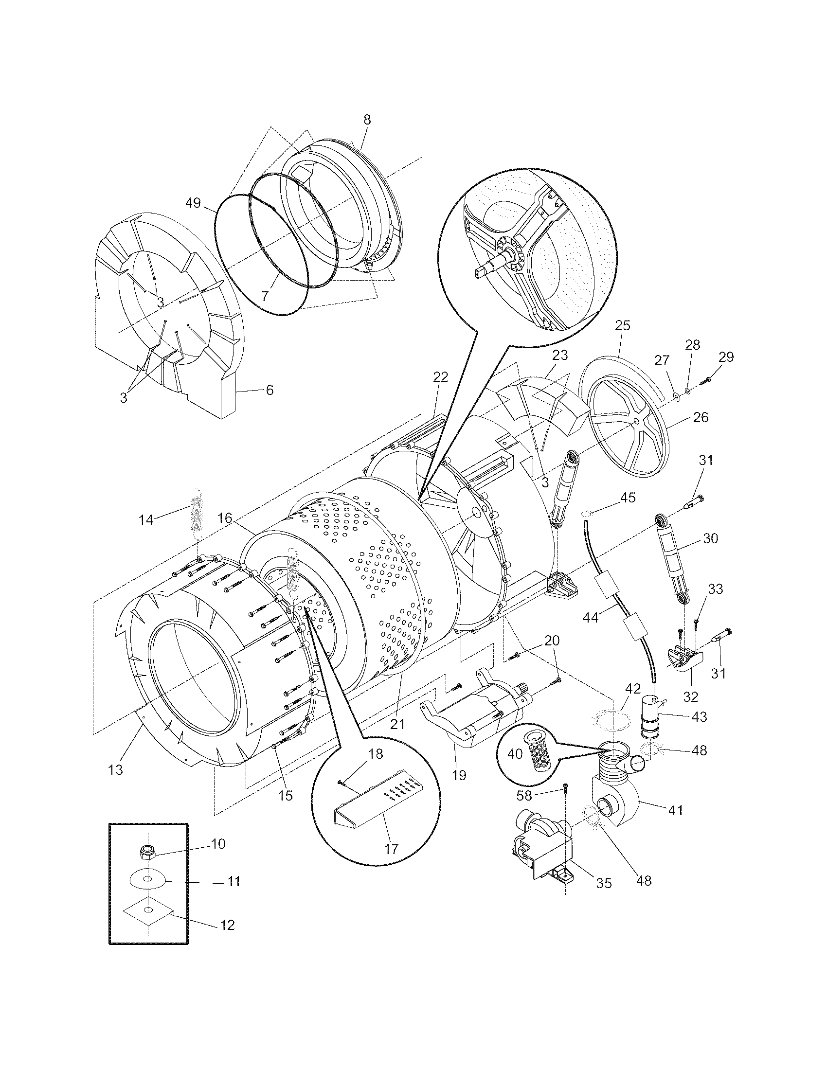 Gibson GTF1040FS0 motor/tub diagram