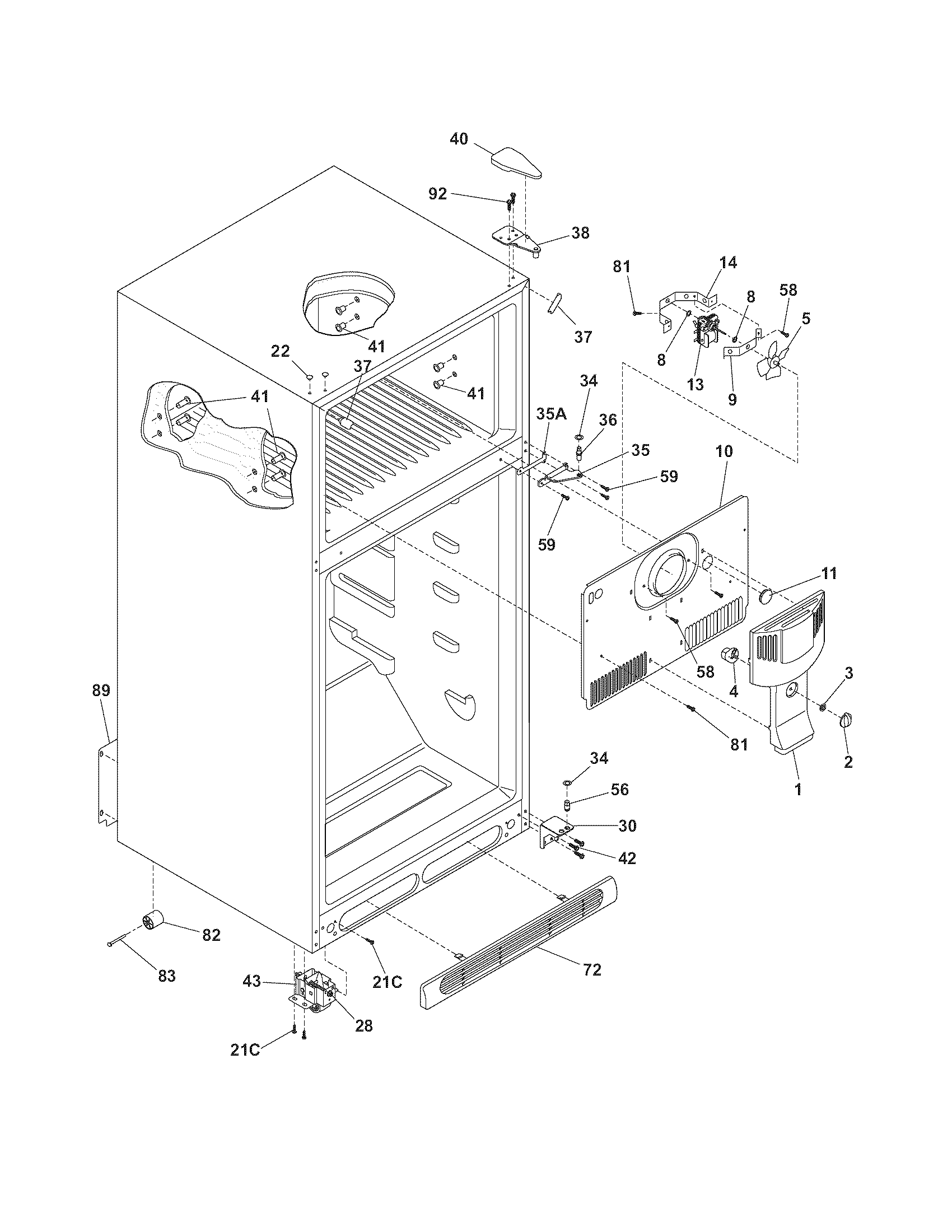 Frigidaire FRT18IL6DSN cabinet diagram