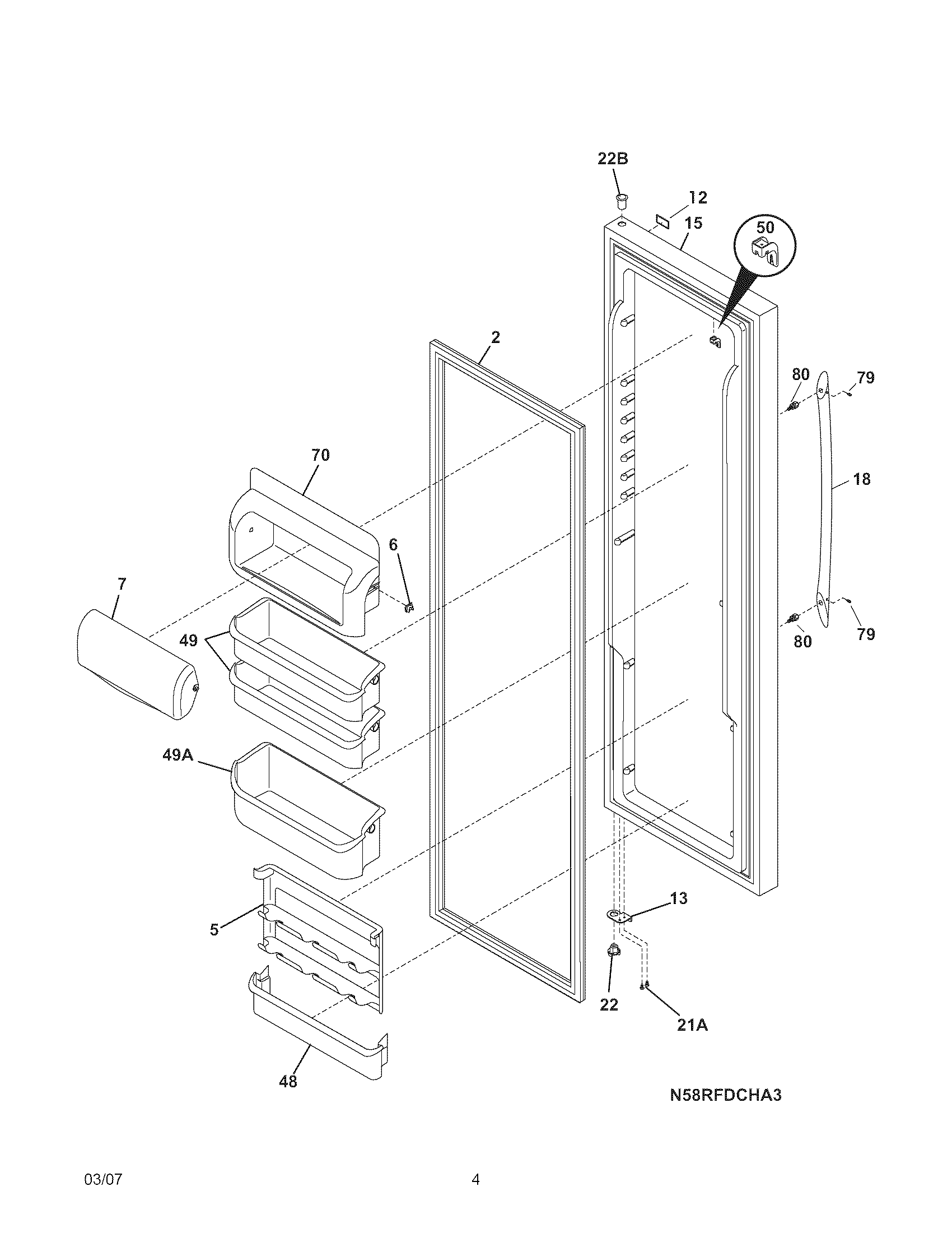 Kenmore Elite 25344509603 refrigerator door diagram