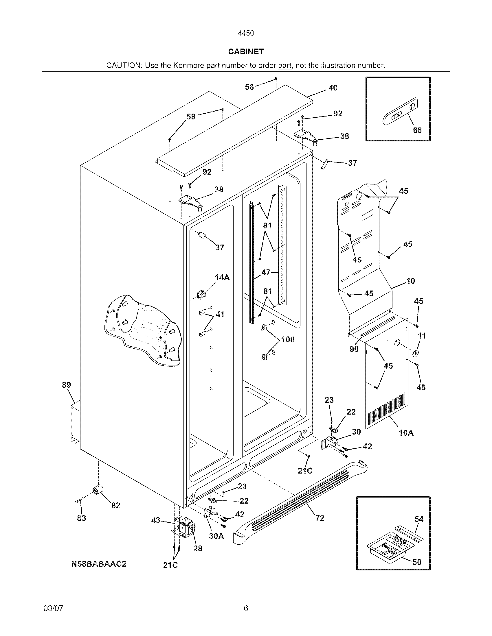 Kenmore Elite 25344509603 cabinet diagram