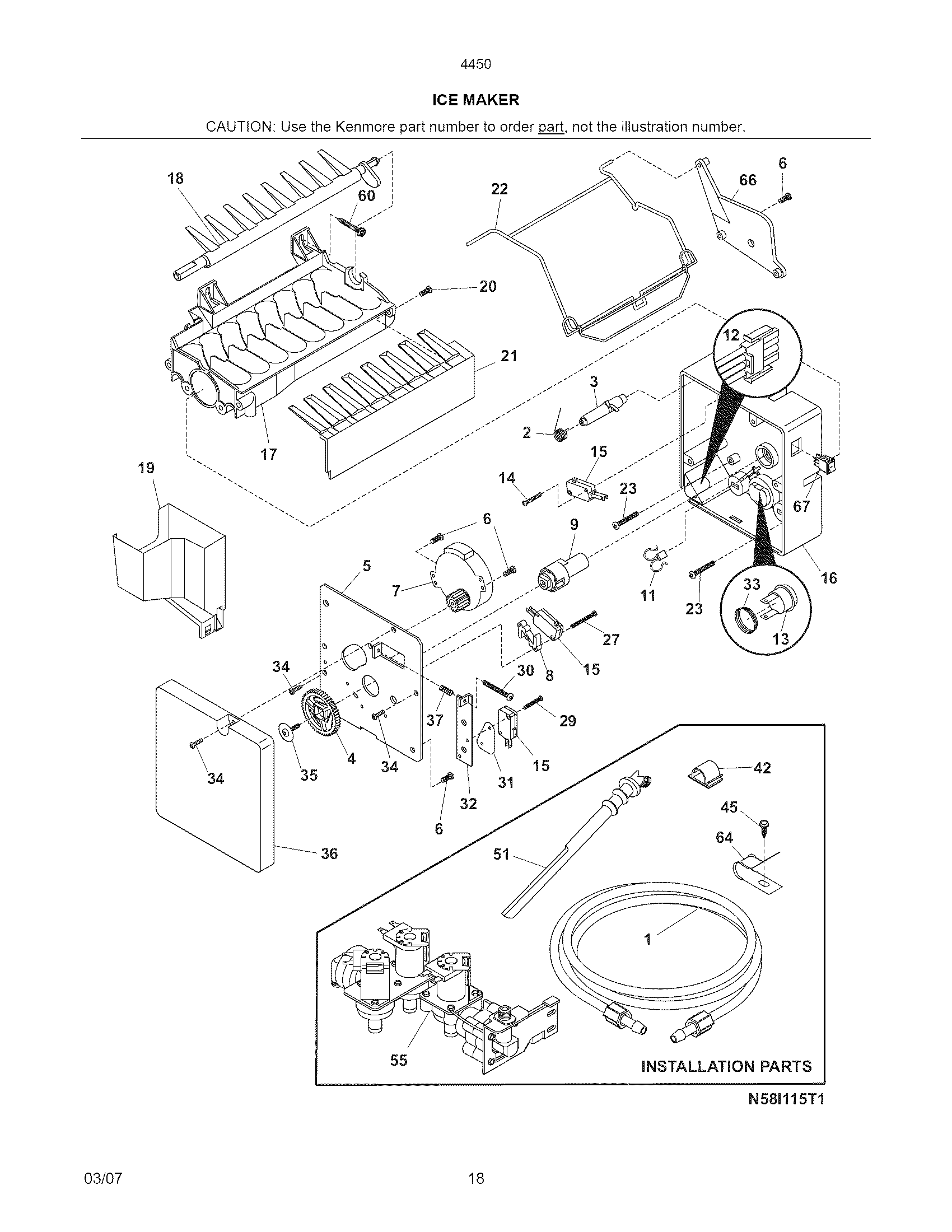 Kenmore Elite 25344509603 ice maker diagram