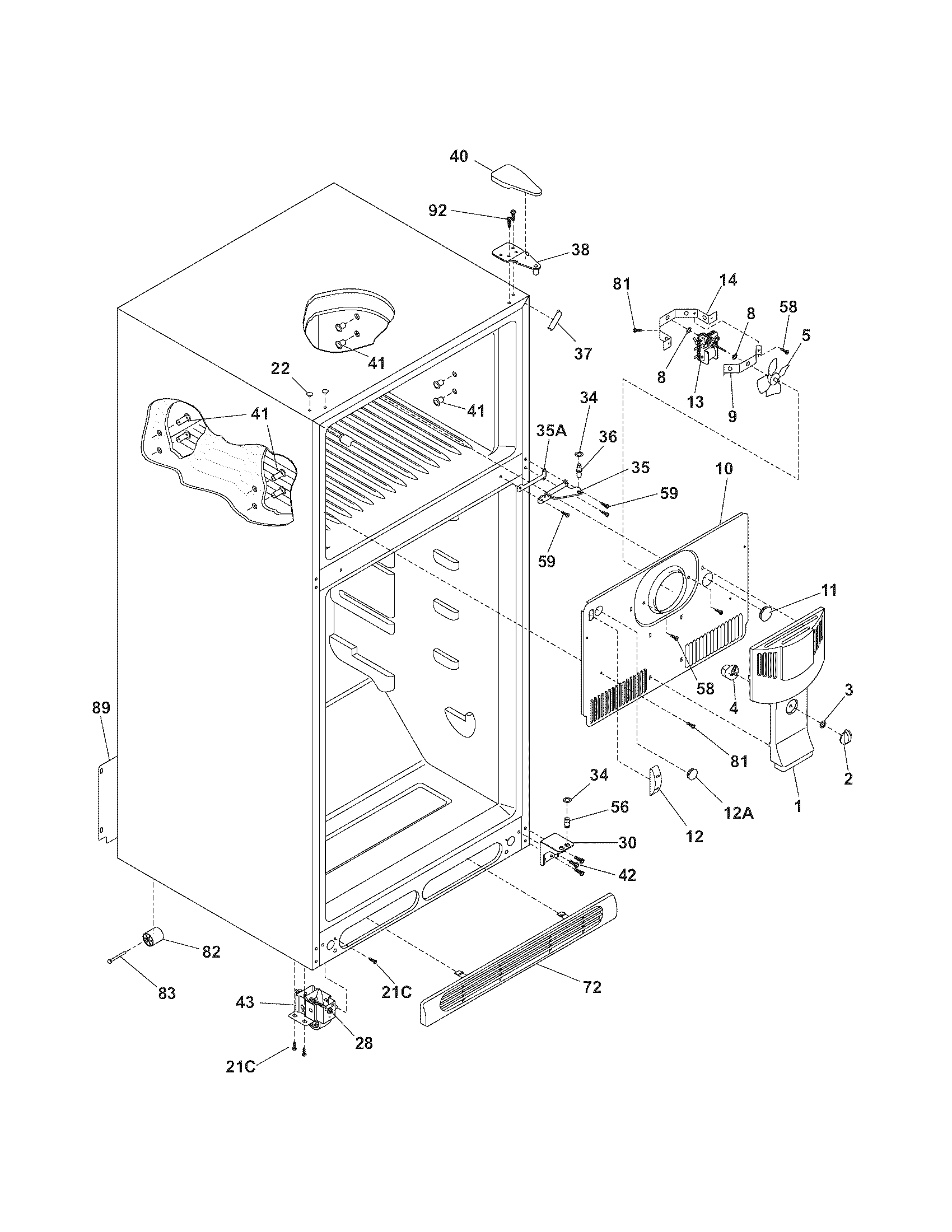 Kenmore 25360899408 cabinet diagram