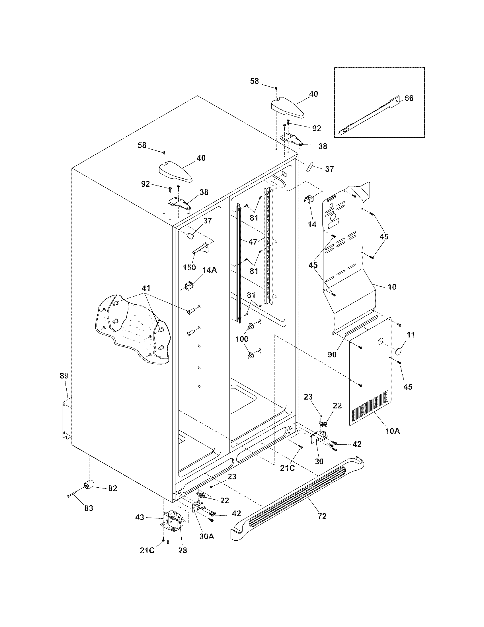Frigidaire GLRS267MDW1 cabinet diagram