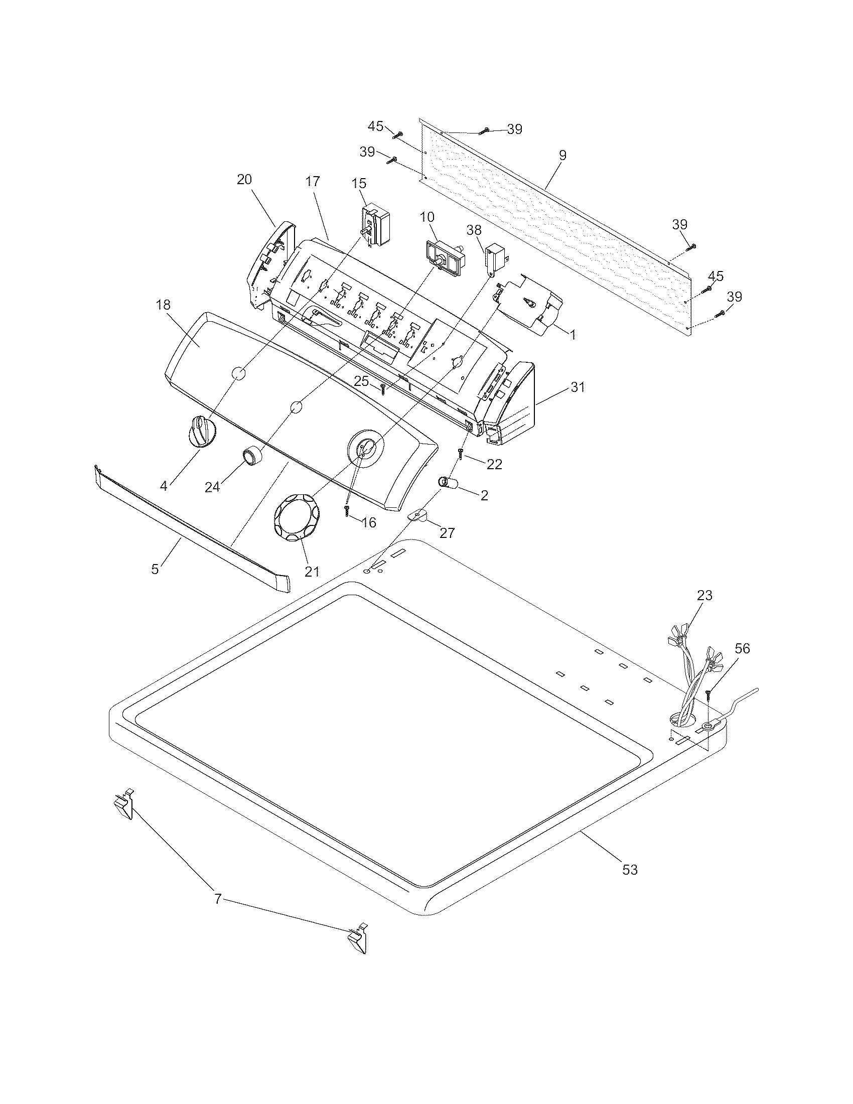 Frigidaire FGR6600FS0 controls/top panel diagram