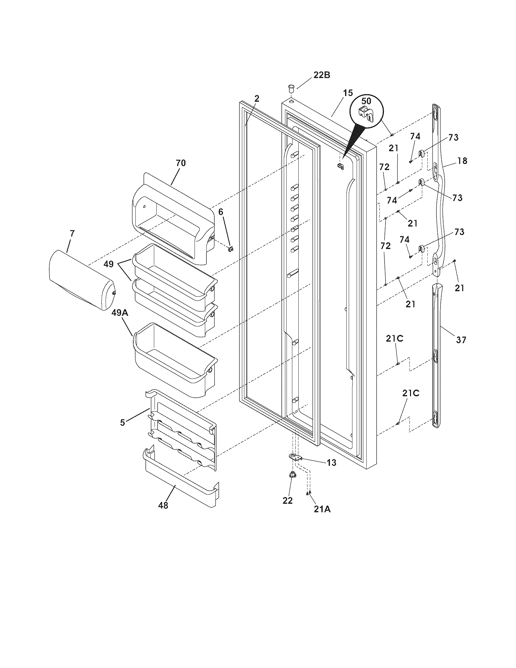 Frigidaire FSC23R5DSBC refrigerator door diagram