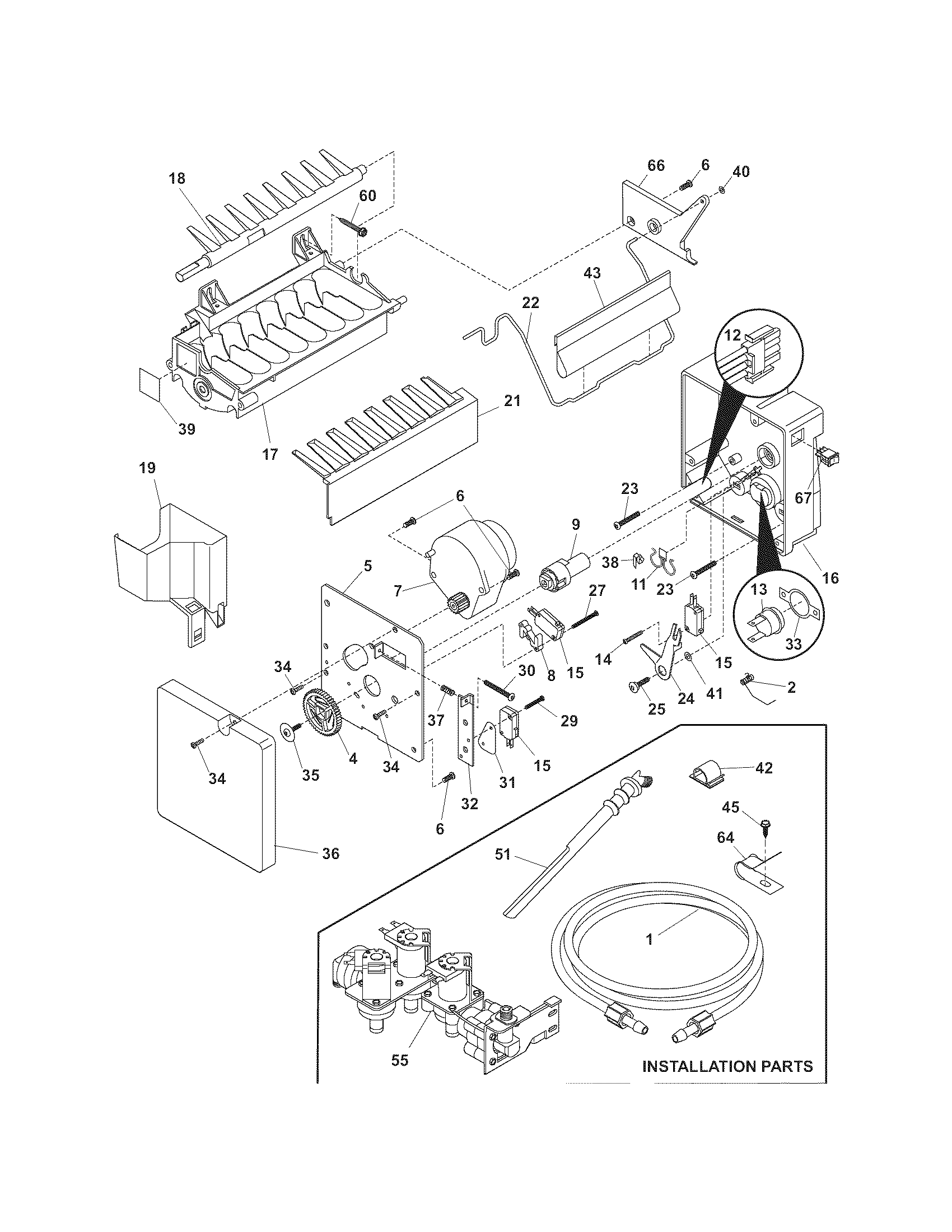 Kenmore Elite 25344383404 ice maker diagram