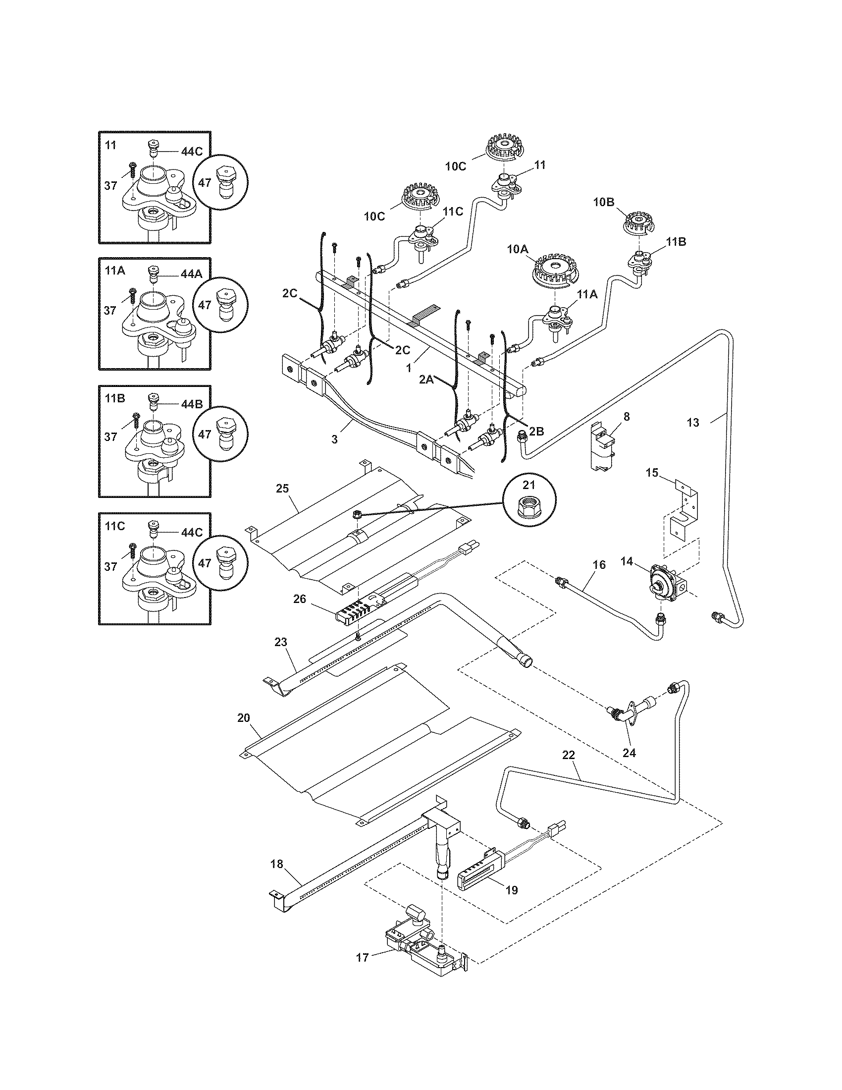 Kenmore 79078579408 burner diagram