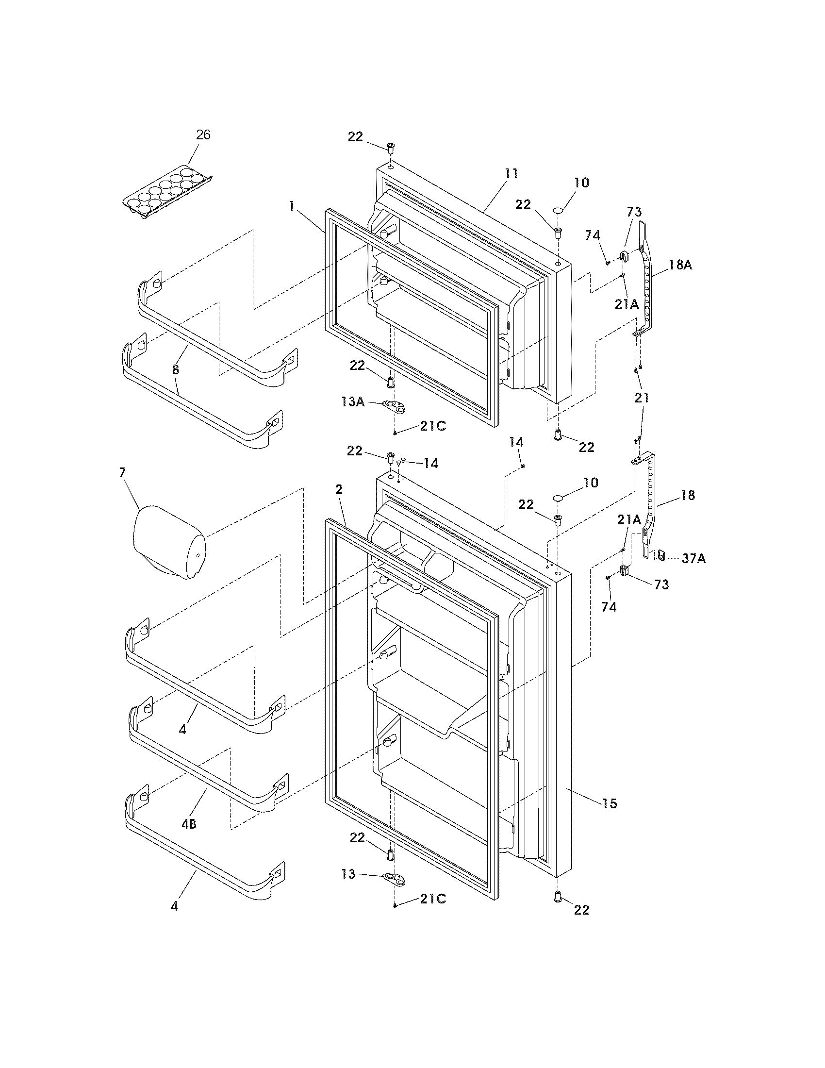 Kenmore 25370752407 door diagram