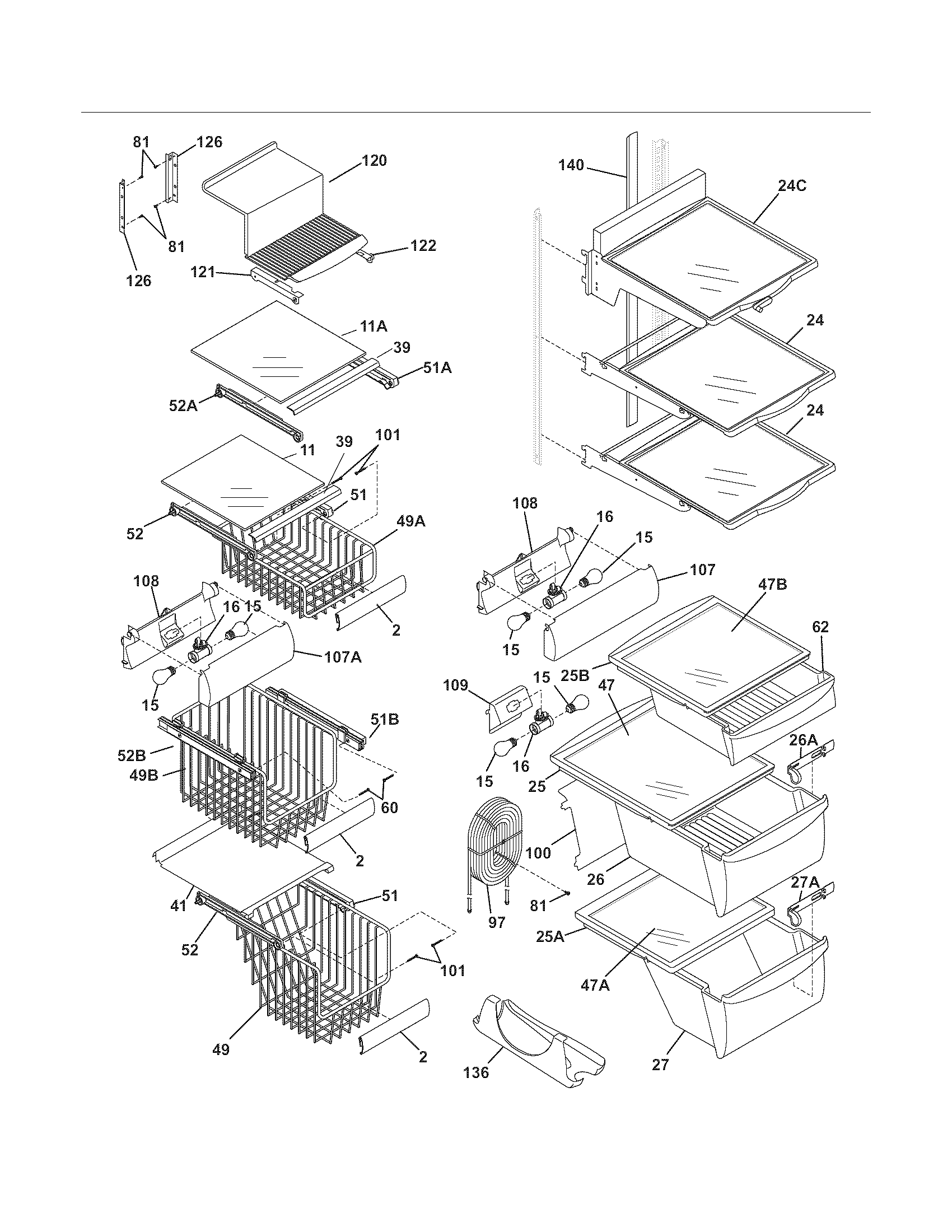 Electrolux E23CS75DSS9 shelves diagram