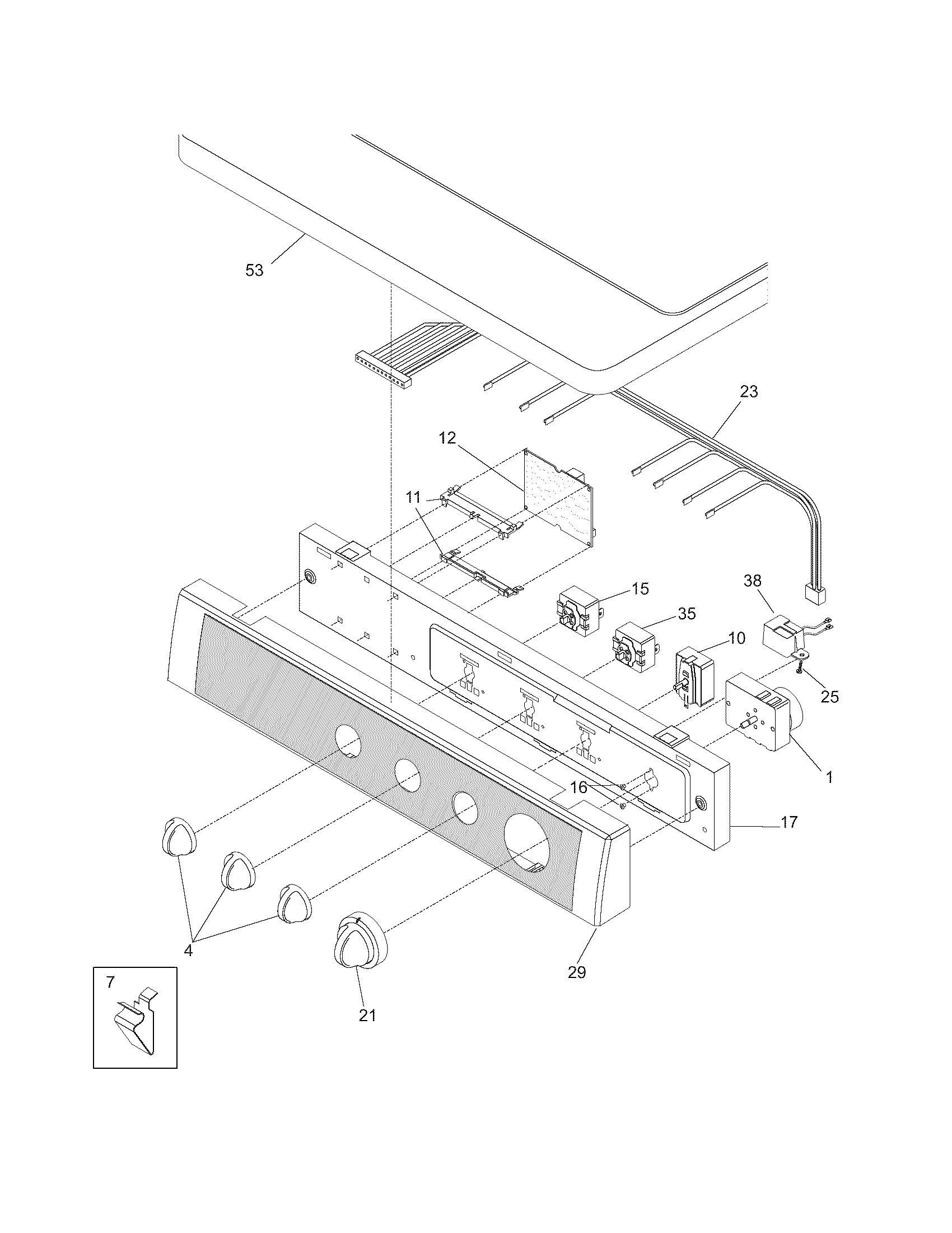 Crosley CDE2000FW0 controls/top panel diagram