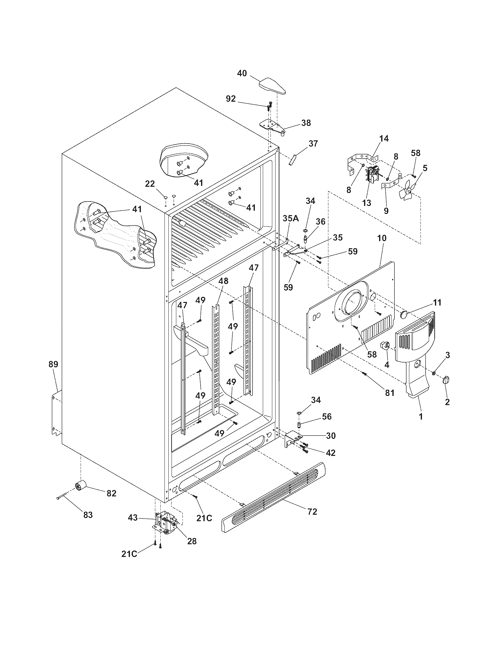 Frigidaire FRT21LR7AQH cabinet diagram