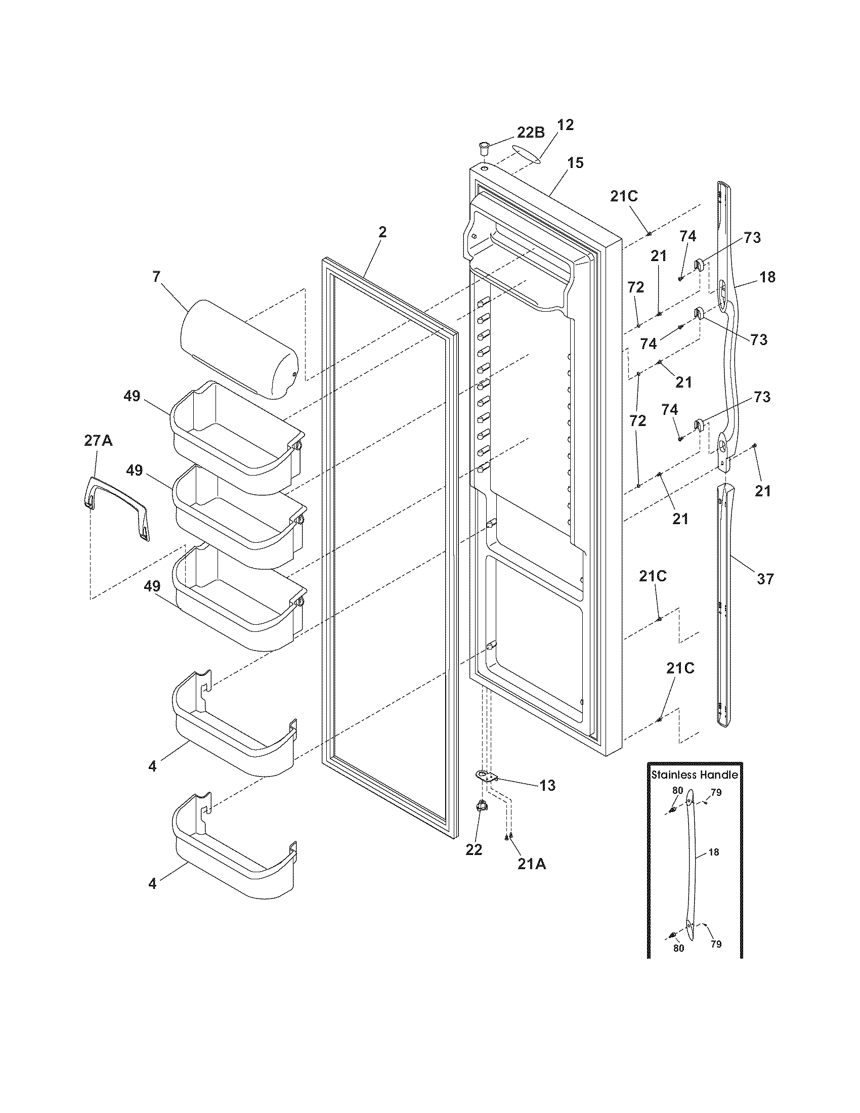 Frigidaire GLHS68EGQ5 refrigerator door diagram