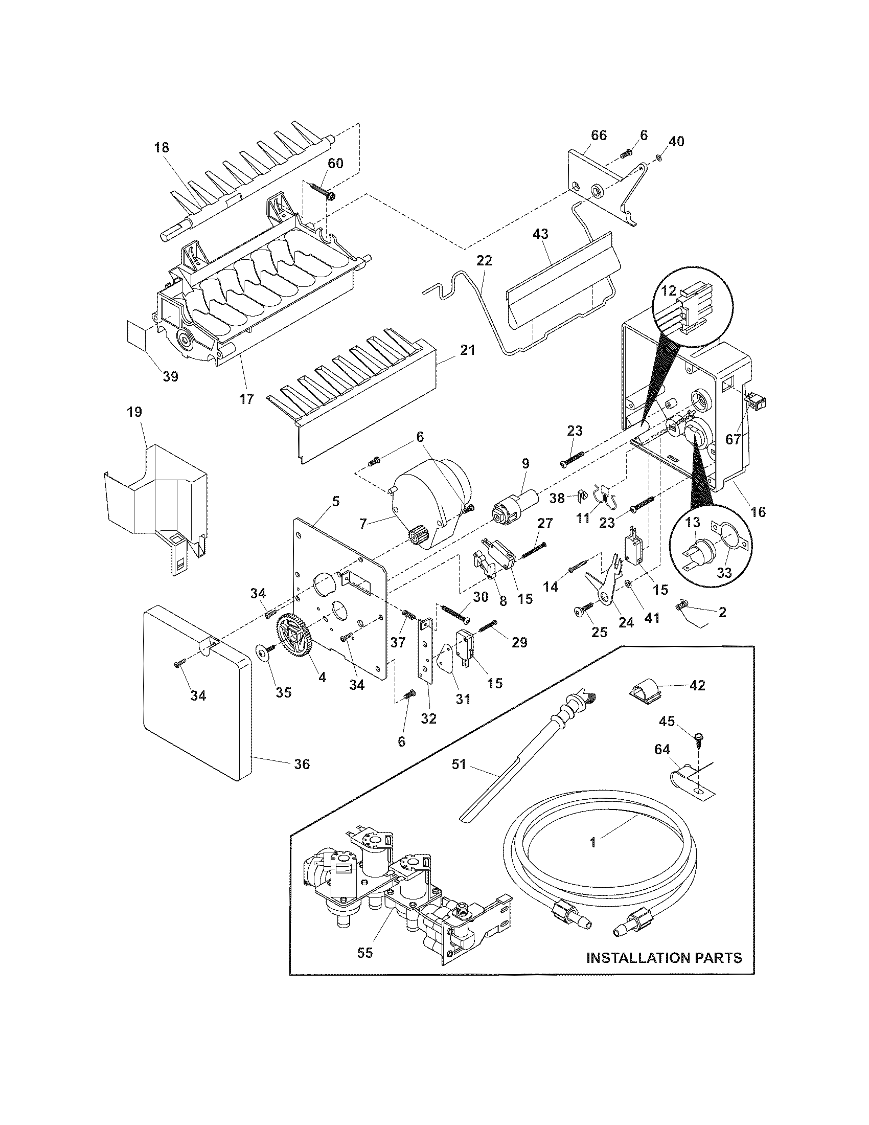 Frigidaire GLHS68EGQ5 ice maker diagram