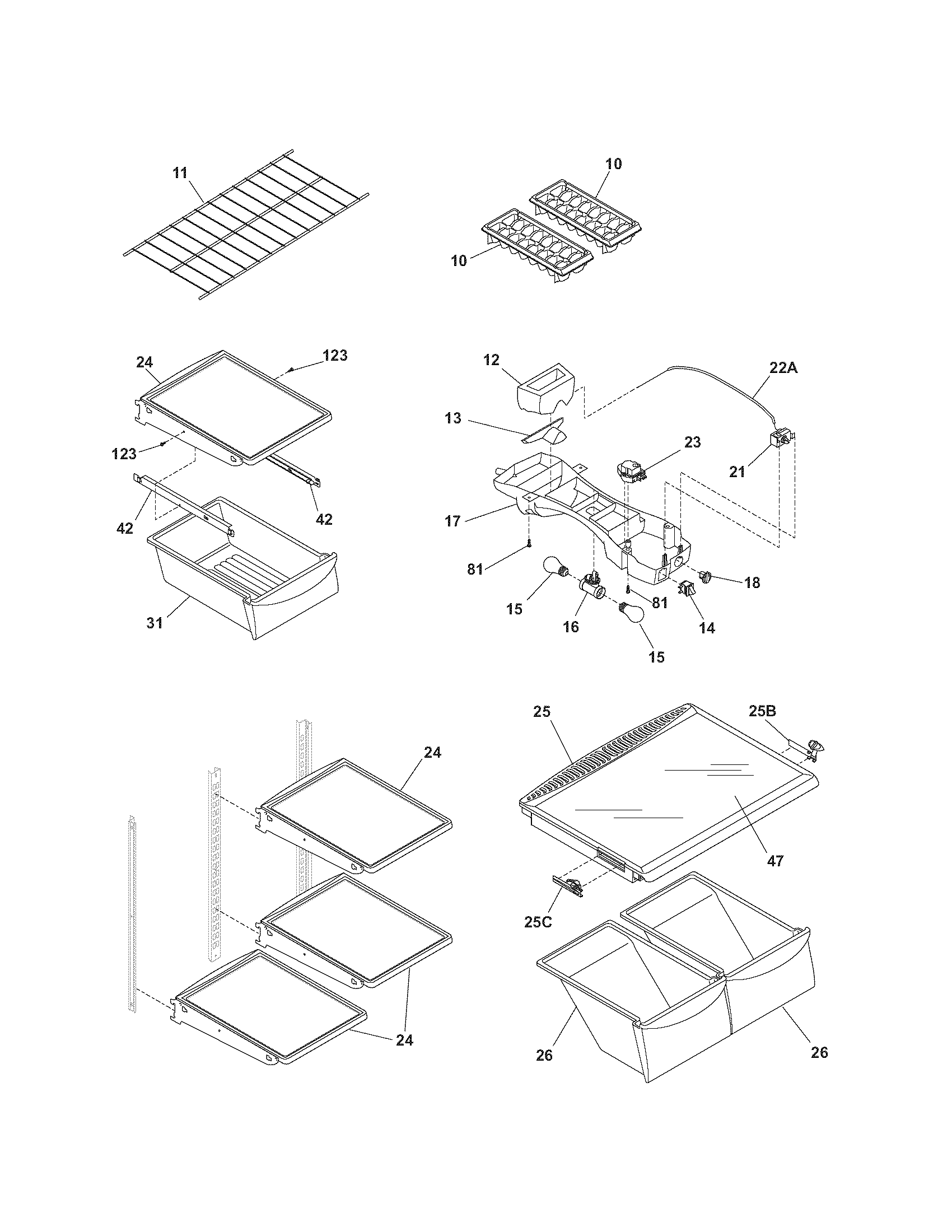 Kenmore 25369939702 shelves diagram