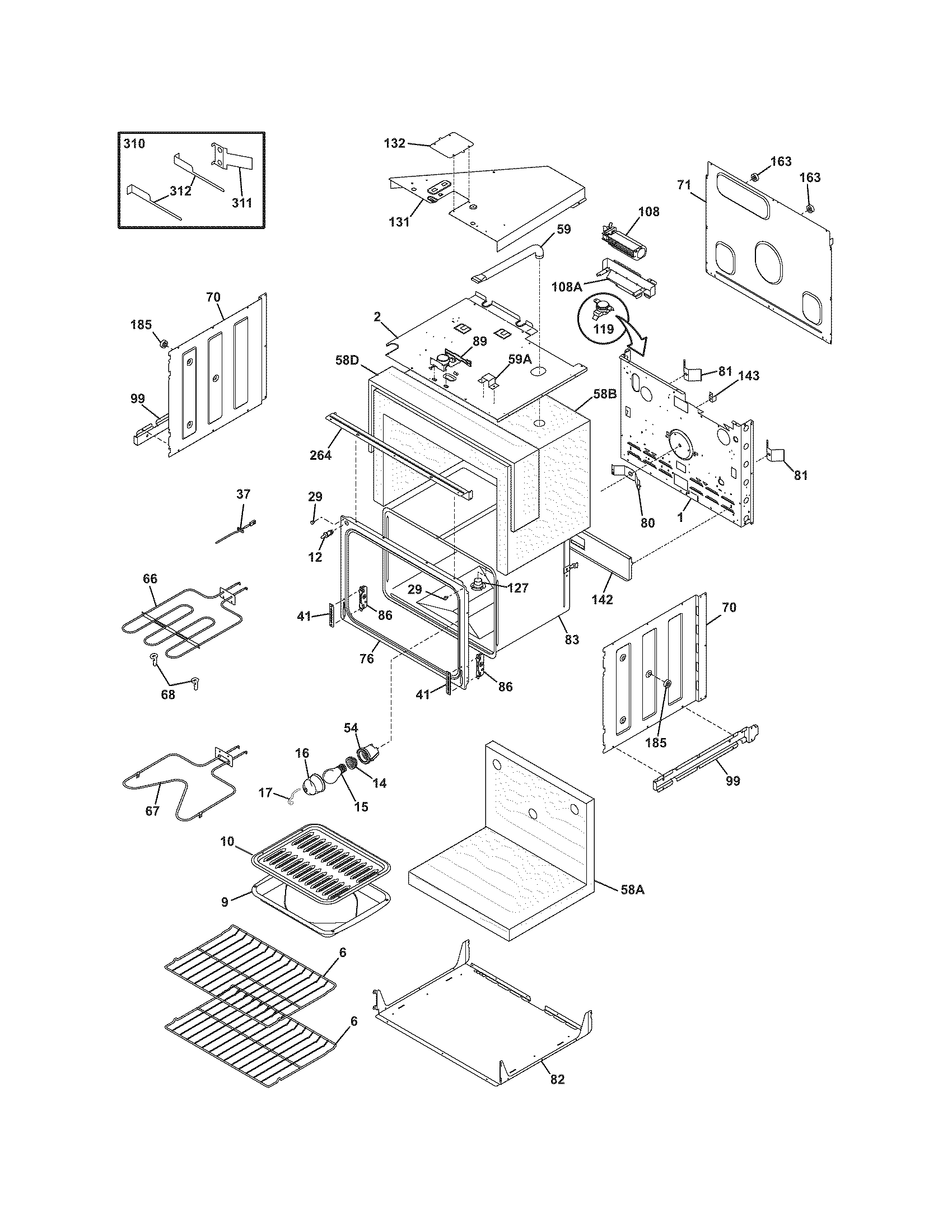 Frigidaire FEB27T5GCA upper oven diagram