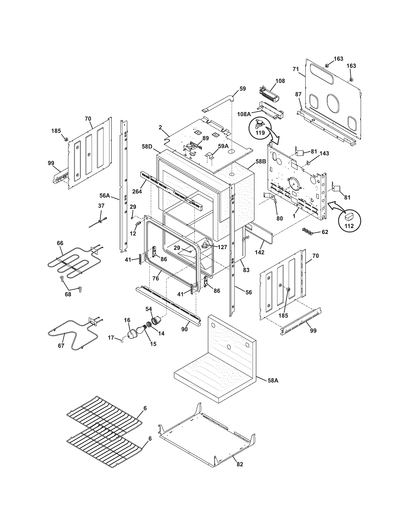 Frigidaire FEB27T5GCA lower oven diagram