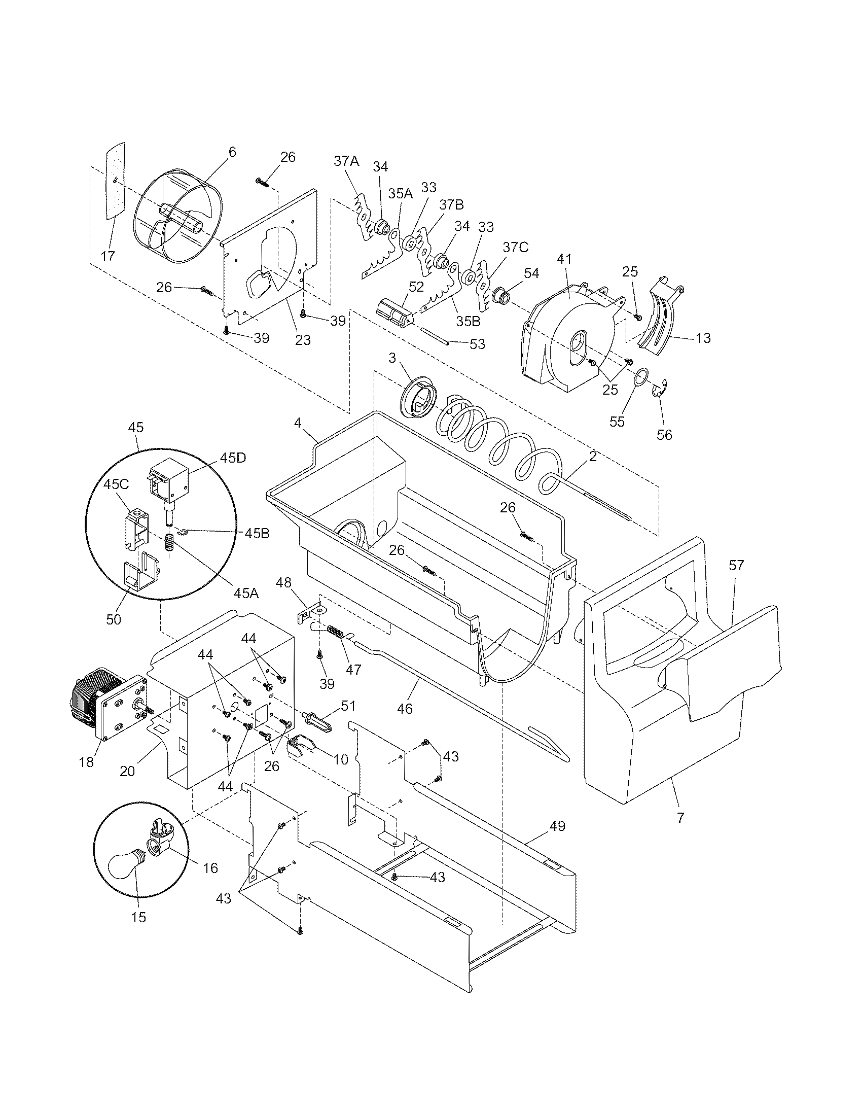Kenmore 25357182603 ice container diagram