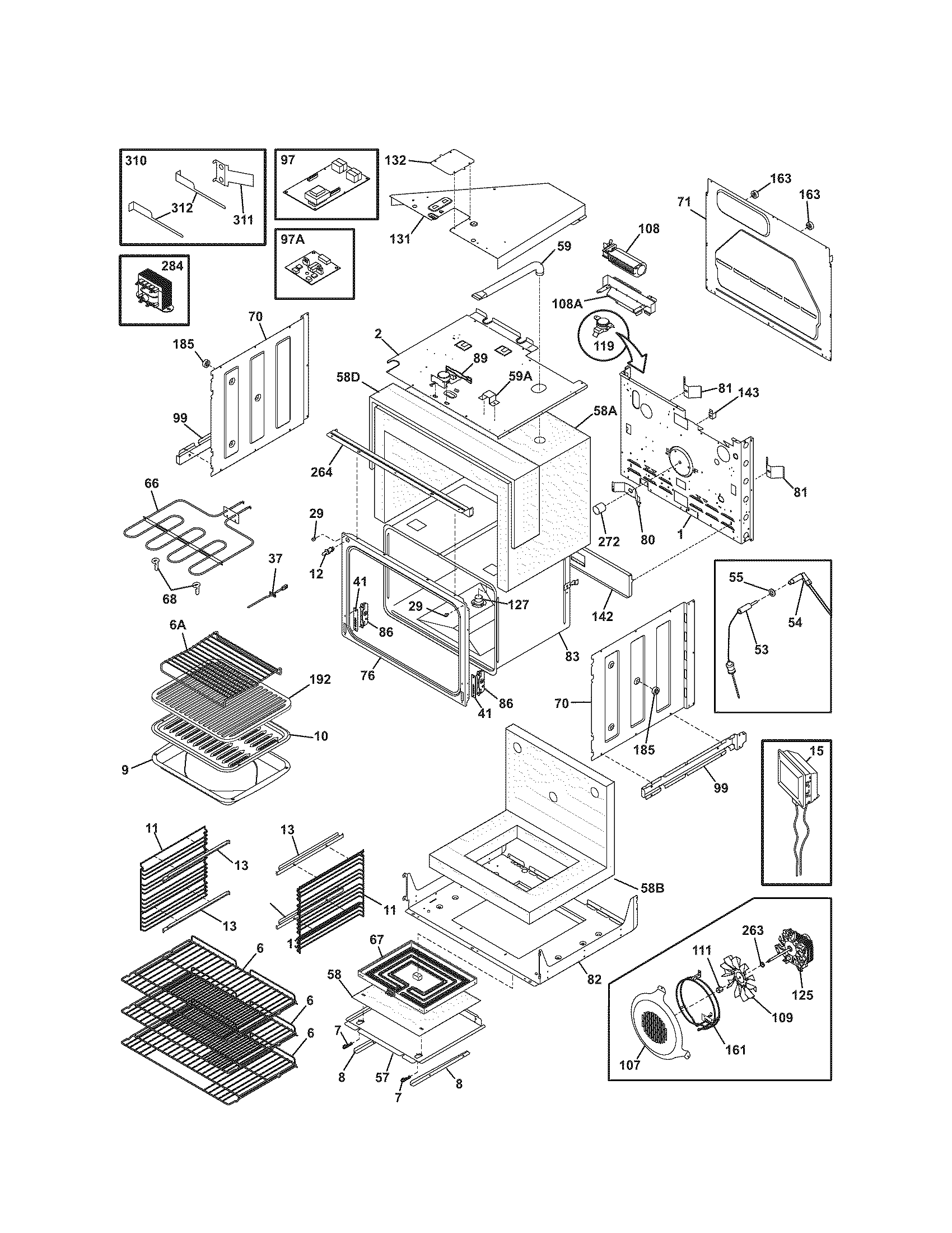 Kenmore Pro 79042003600 upper oven diagram