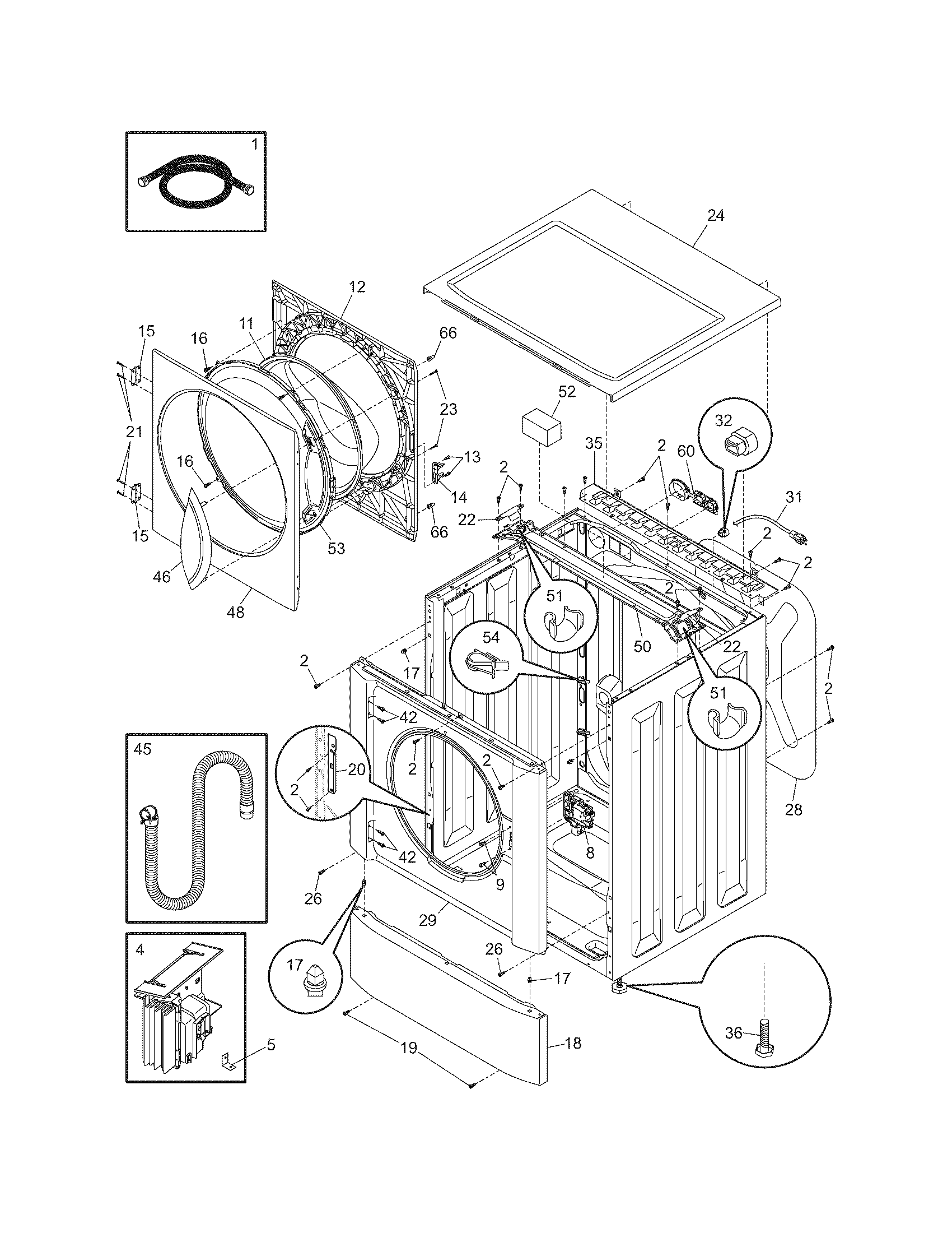 Crosley CFW4000FW0 cabinet/top diagram
