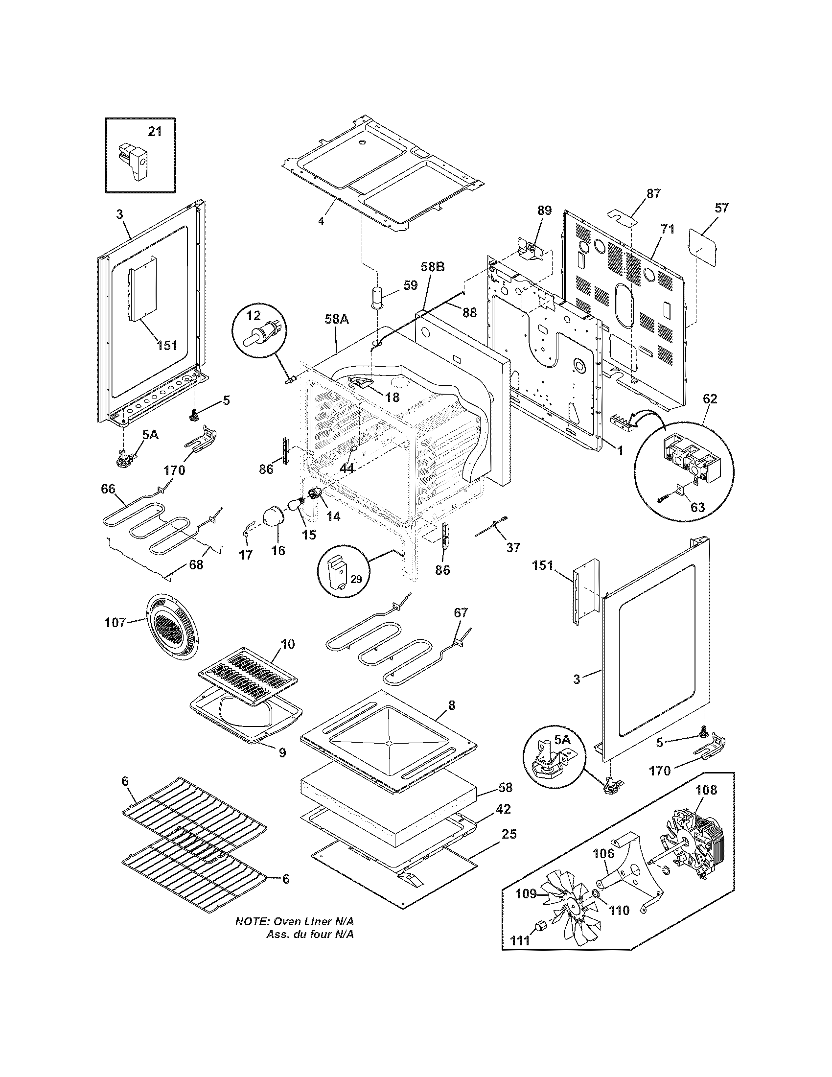 Frigidaire FEFL58GSB body diagram