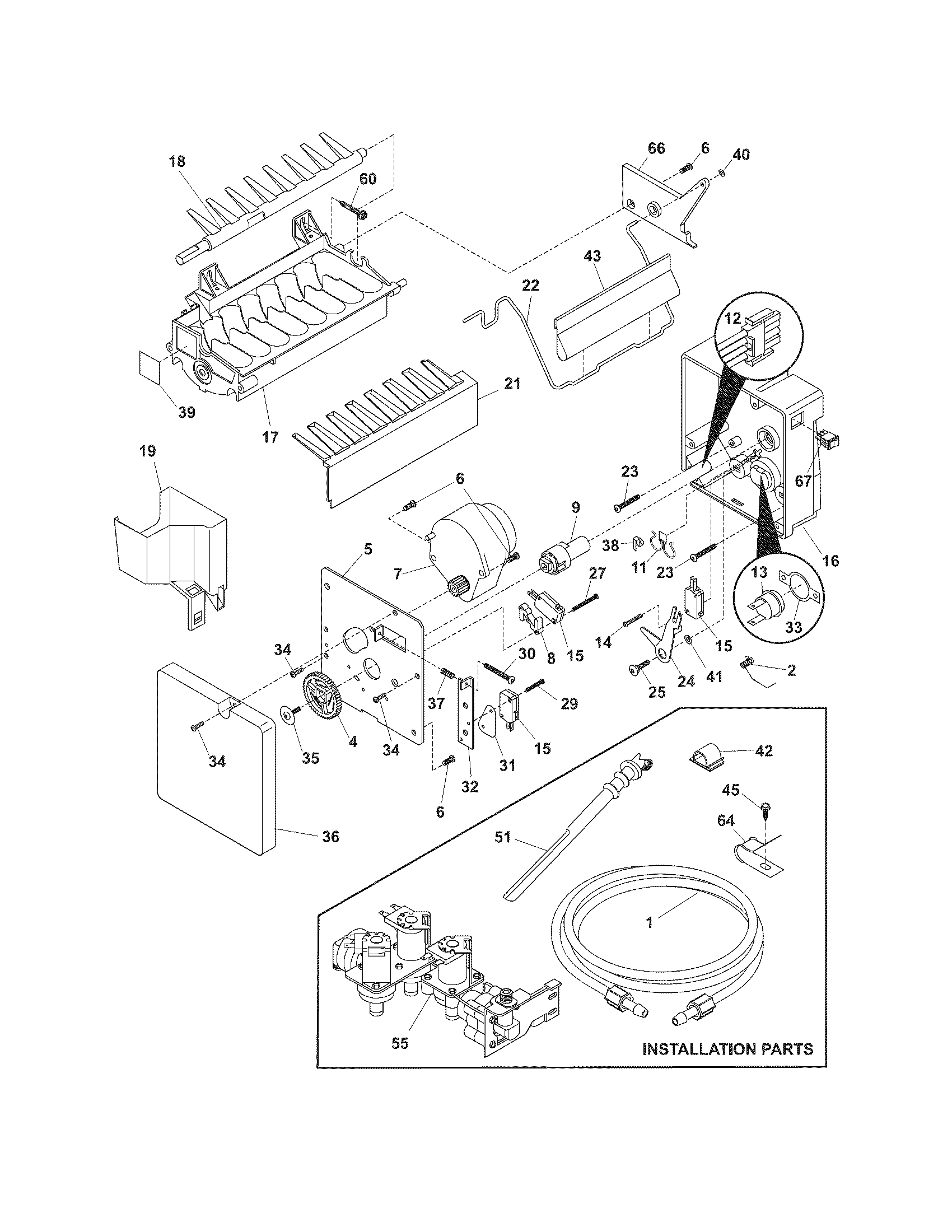 Frigidaire PLHS39EESS6 ice maker diagram